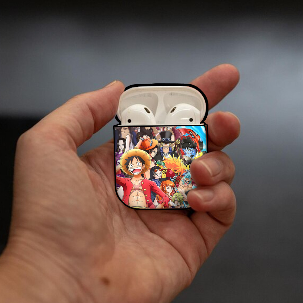 ワンピース ONE PIECE AirPods 第2世代保護ケース ハードシェル ブラック 耐衝撃・防指紋・カラビナ付き