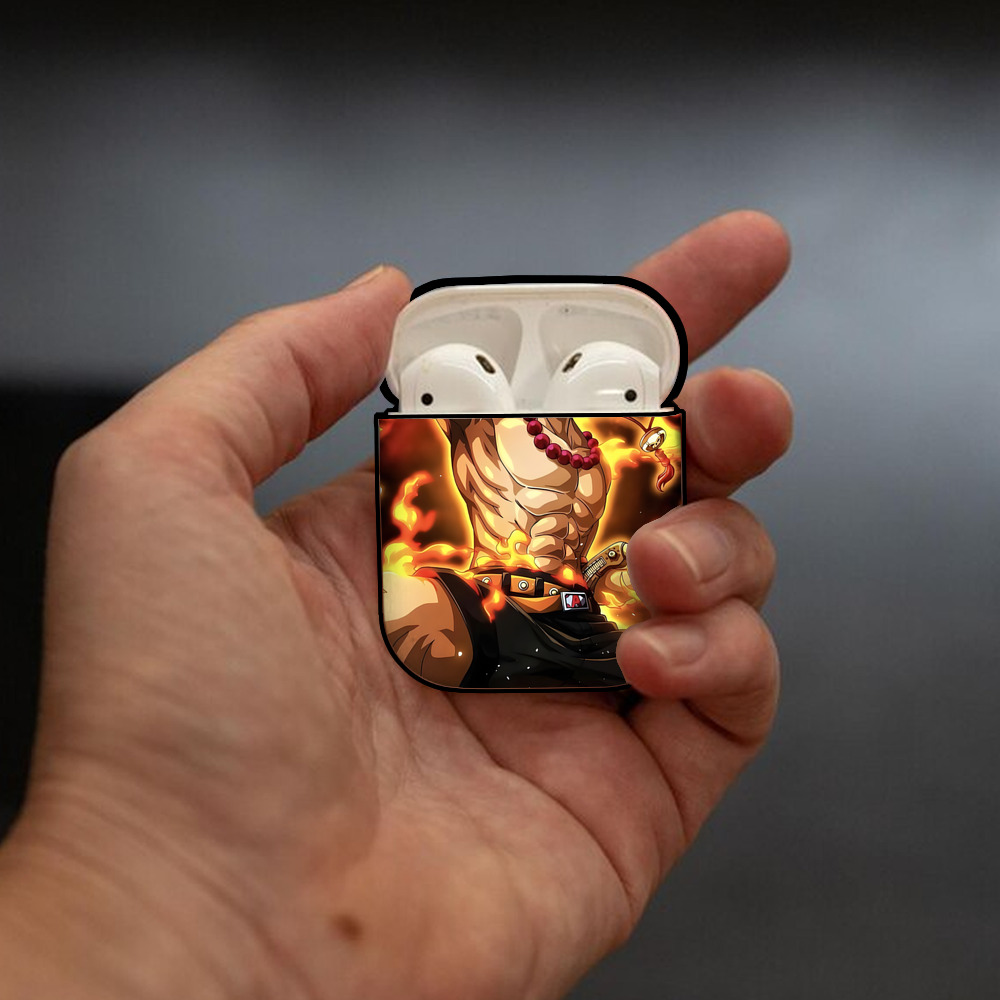ワンピース ONE PIECE AirPods 第2世代保護ケース ハードシェル ブラック 耐衝撃・防指紋・カラビナ付き