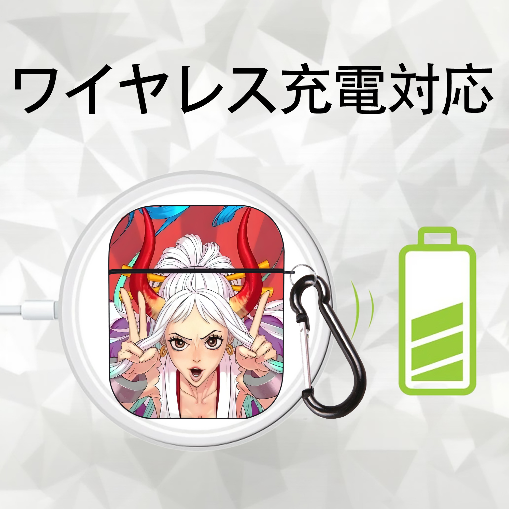 ワンピース ONE PIECE AirPods 第2世代保護ケース ハードシェル ブラック 耐衝撃・防指紋・カラビナ付き
