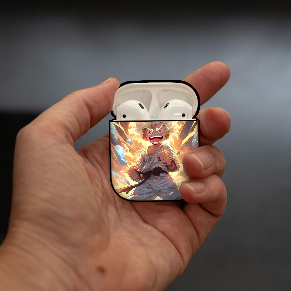 ワンピース ONE PIECE AirPods 第2世代保護ケース ハードシェル ブラック 耐衝撃・防指紋・カラビナ付き