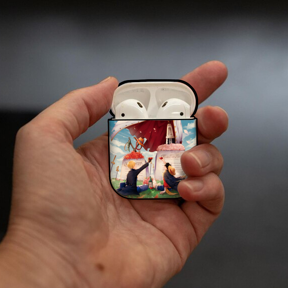 ワンピース ONE PIECE AirPods 第2世代保護ケース ハードシェル ブラック 耐衝撃・防指紋・カラビナ付き