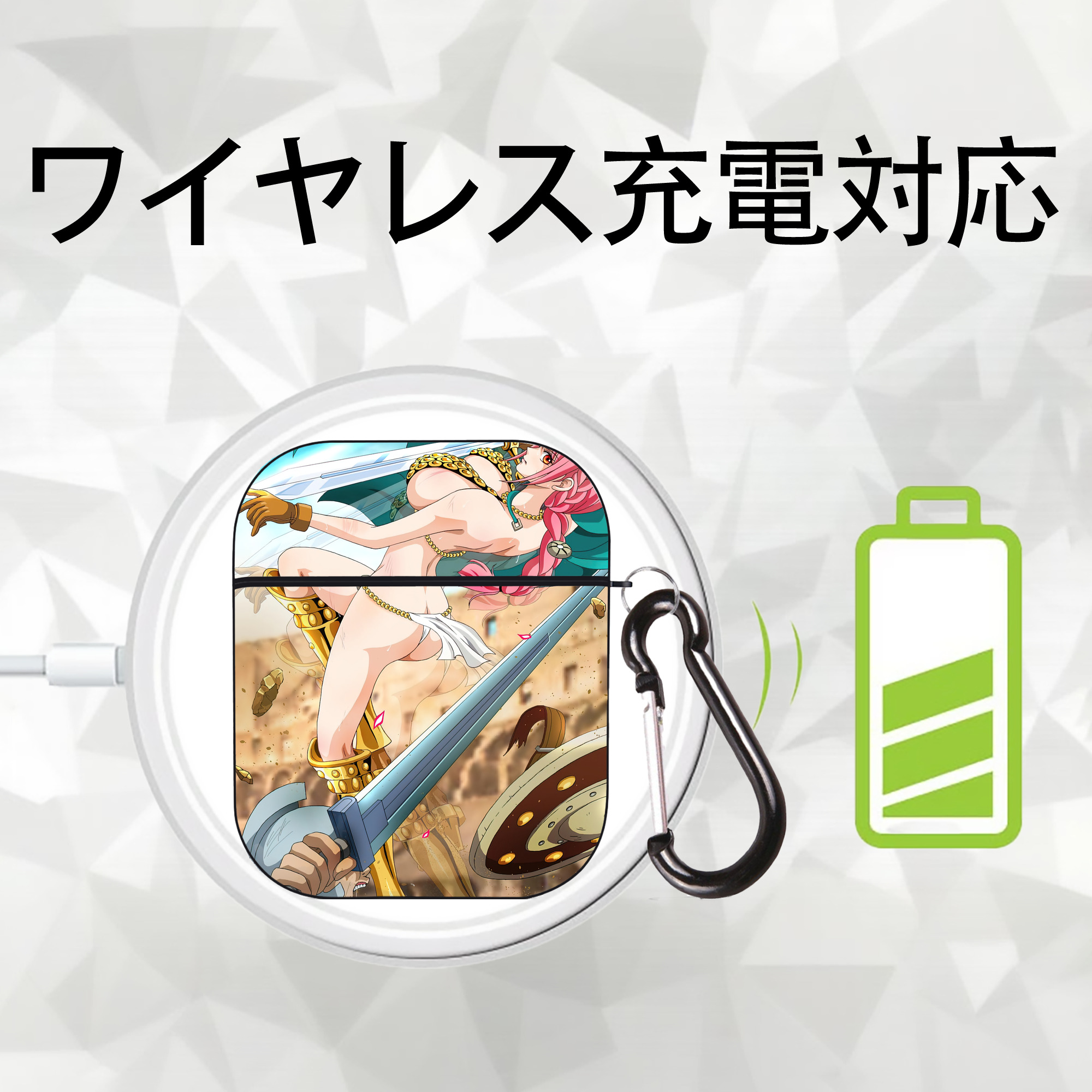ワンピース ONE PIECE AirPods 第2世代保護ケース ハードシェル ブラック 耐衝撃・防指紋・カラビナ付き