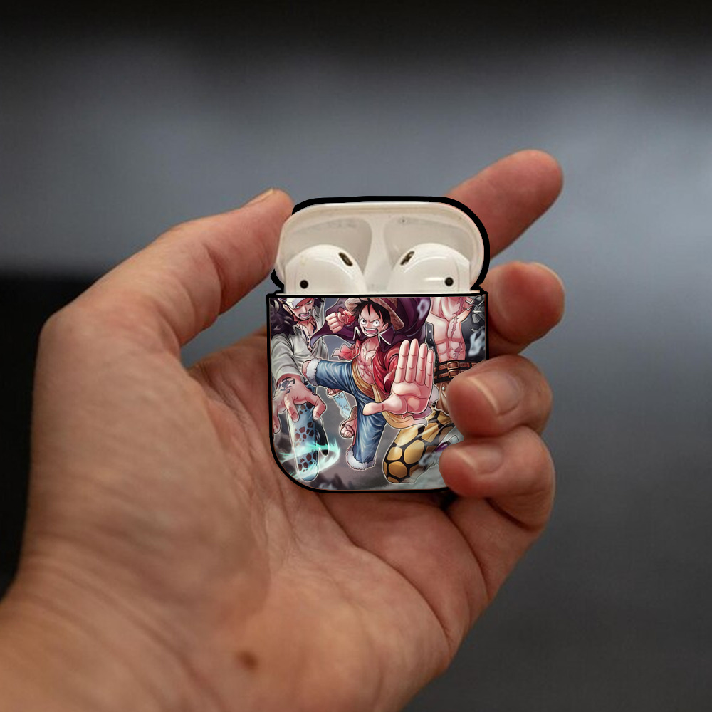 ワンピース ONE PIECE AirPods 第2世代保護ケース ハードシェル ブラック 耐衝撃・防指紋・カラビナ付き