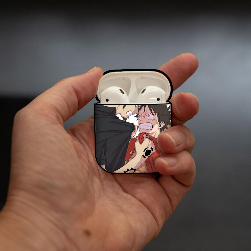 ワンピース ONE PIECE AirPods 第2世代保護ケース ハードシェル ブラック 耐衝撃・防指紋・カラビナ付き