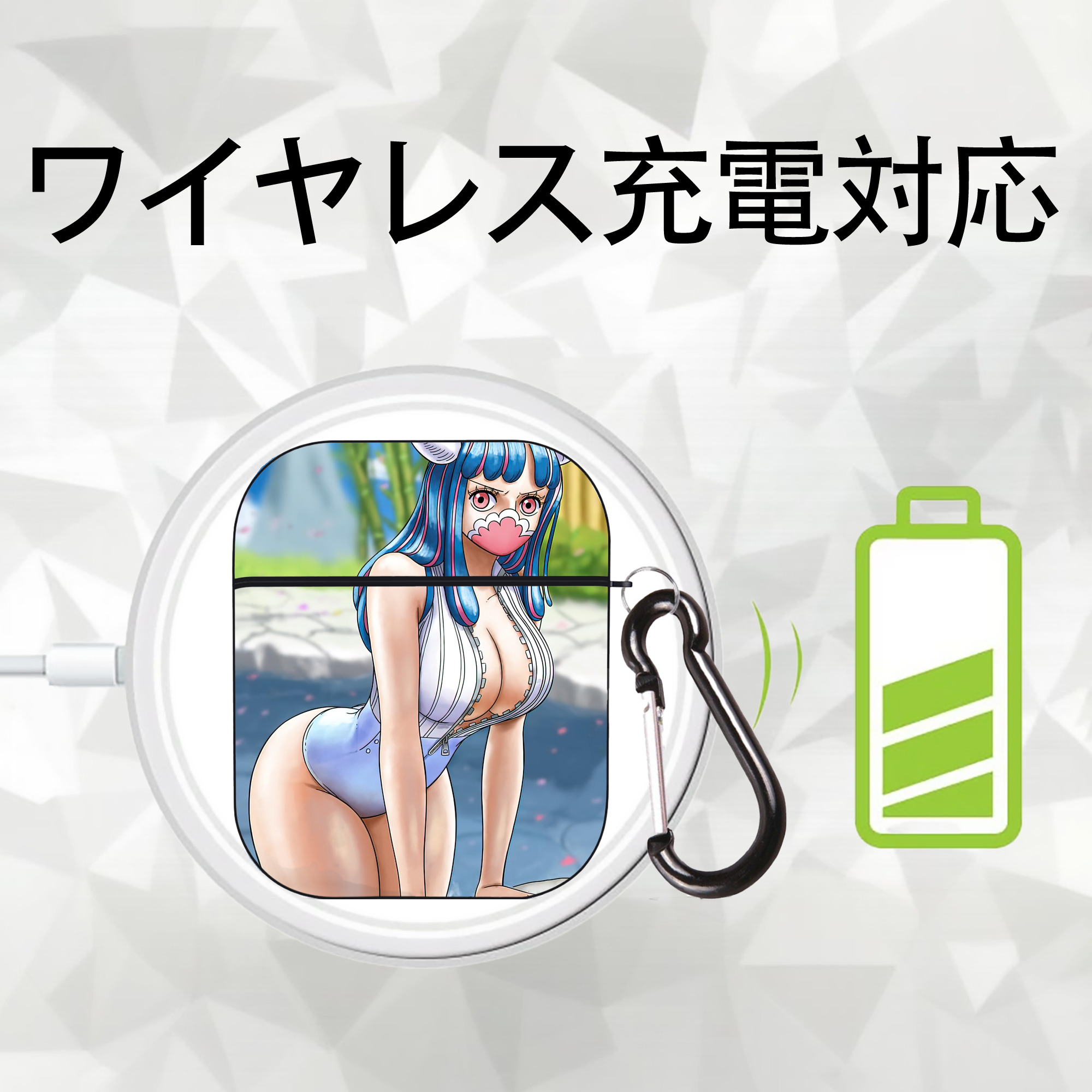 ワンピース ONE PIECE AirPods 第2世代保護ケース ハードシェル ブラック 耐衝撃・防指紋・カラビナ付き