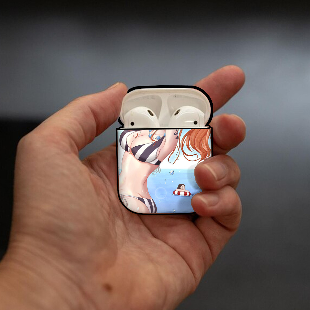 ワンピース ONE PIECE AirPods 第2世代保護ケース ハードシェル ブラック 耐衝撃・防指紋・カラビナ付き