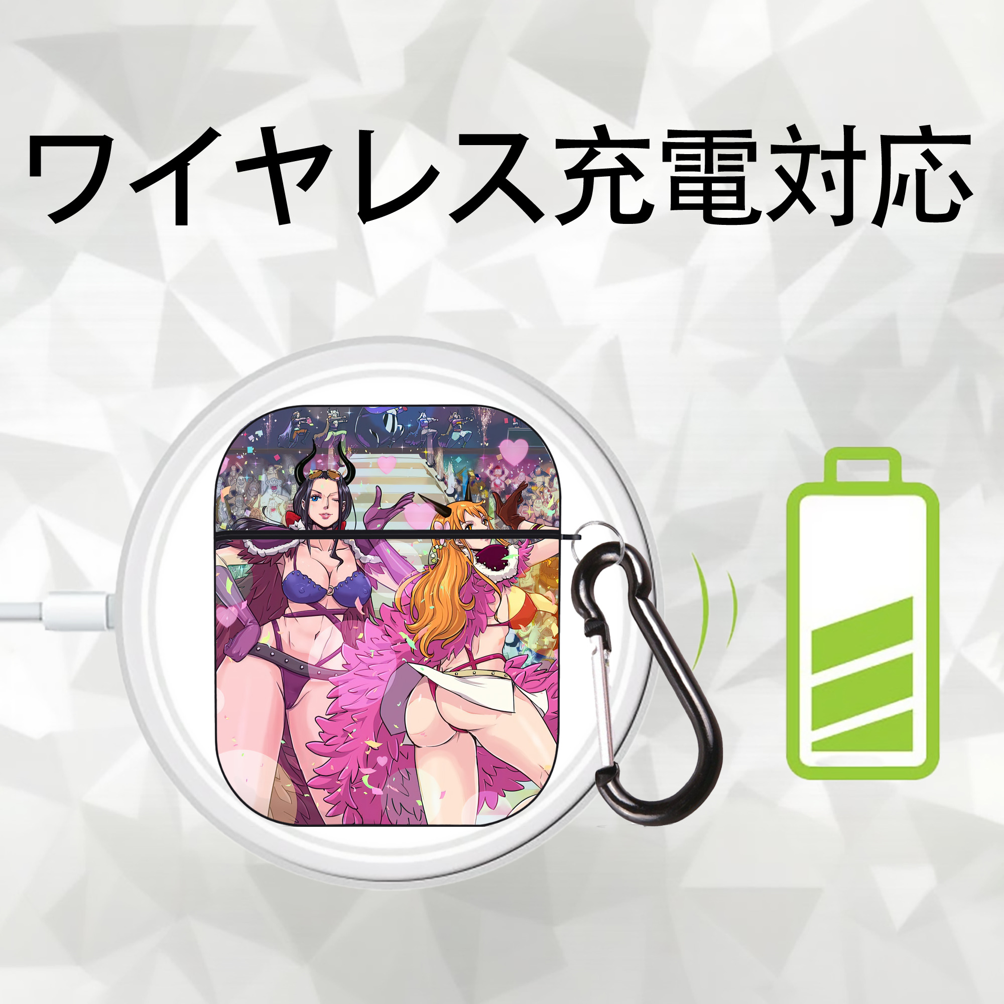 ワンピース ONE PIECE AirPods 第2世代保護ケース ハードシェル ブラック 耐衝撃・防指紋・カラビナ付き