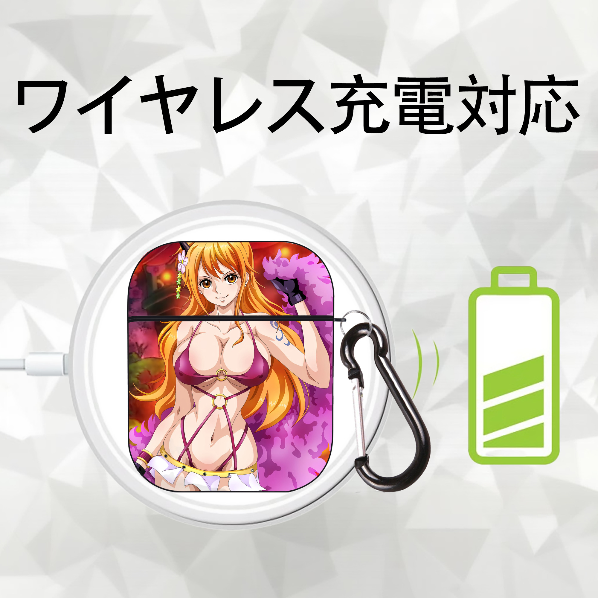 ワンピース ONE PIECE AirPods 第2世代保護ケース ハードシェル ブラック 耐衝撃・防指紋・カラビナ付き