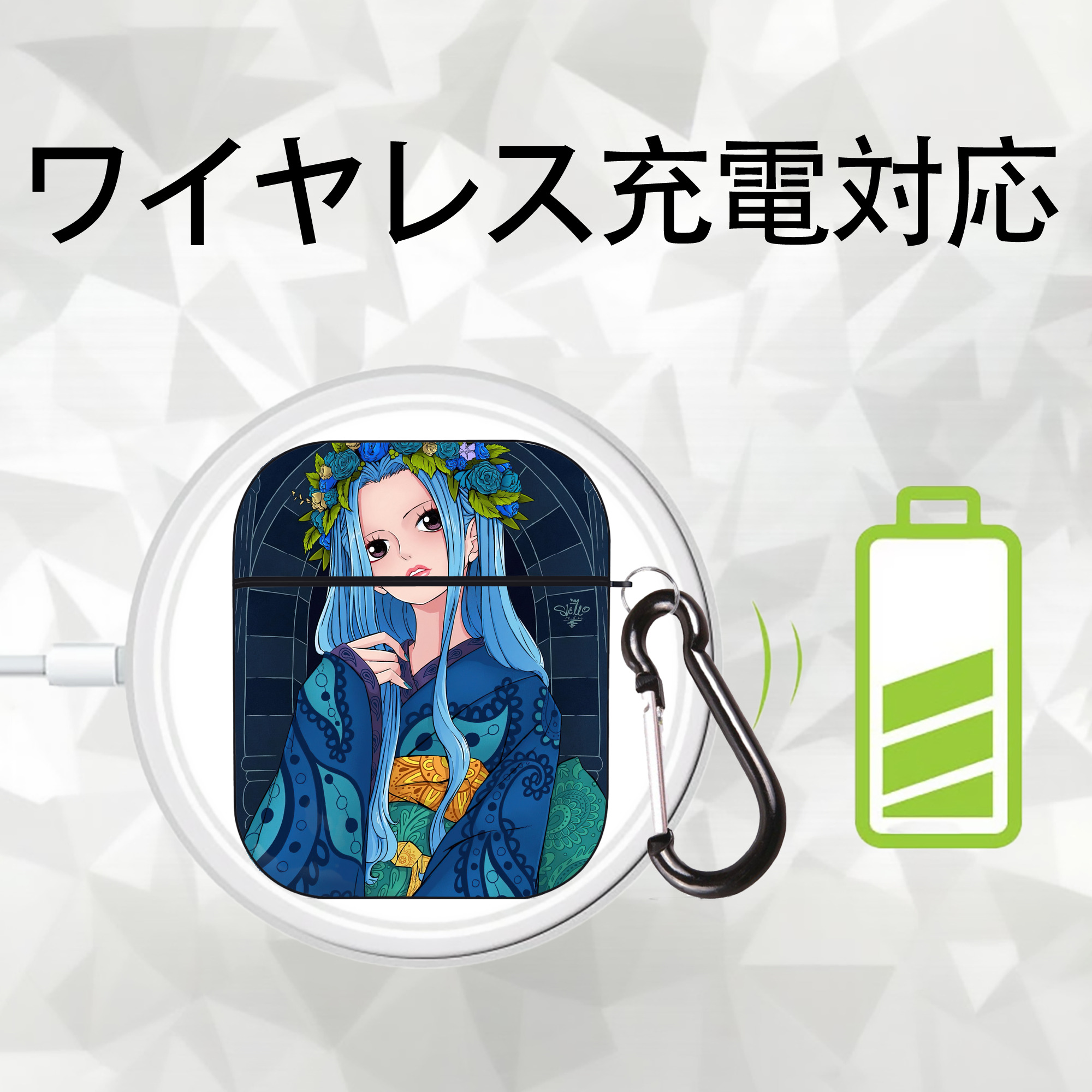ワンピース ONE PIECE AirPods 第2世代保護ケース ハードシェル ブラック 耐衝撃・防指紋・カラビナ付き