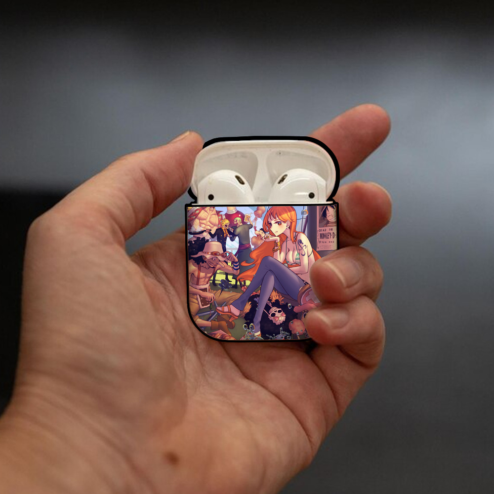 ワンピース ONE PIECE AirPods 第2世代保護ケース ハードシェル ブラック 耐衝撃・防指紋・カラビナ付き