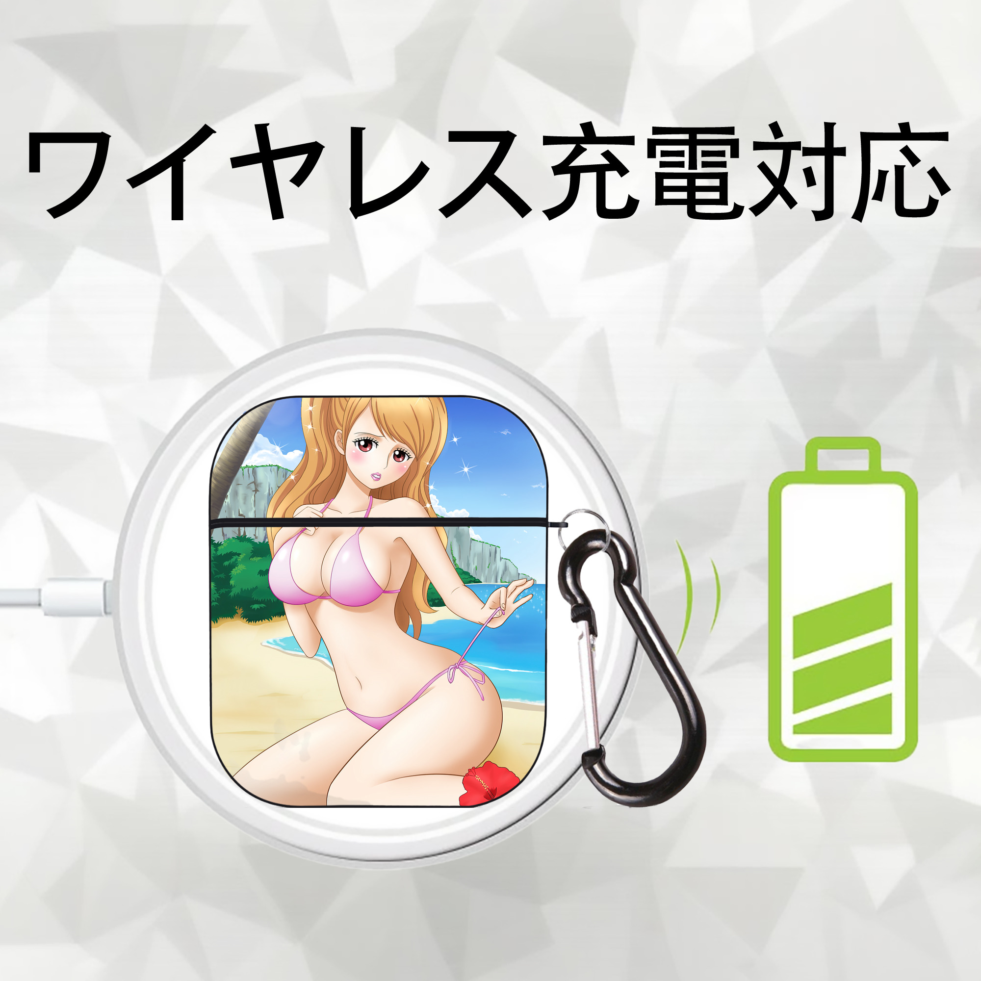 ワンピース ONE PIECE AirPods 第2世代保護ケース ハードシェル ブラック 耐衝撃・防指紋・カラビナ付き