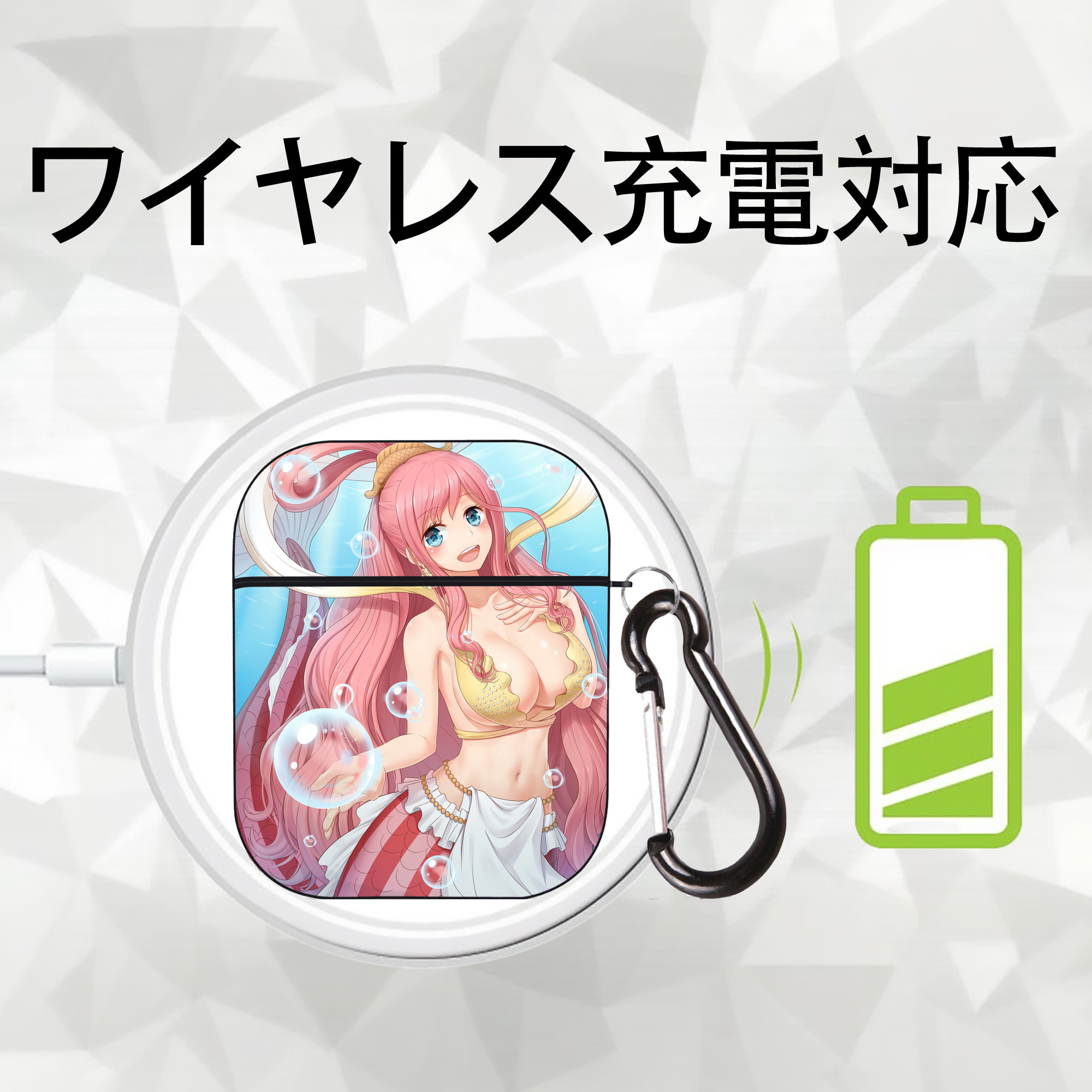 ワンピース ONE PIECE AirPods 第2世代保護ケース ハードシェル ブラック 耐衝撃・防指紋・カラビナ付き