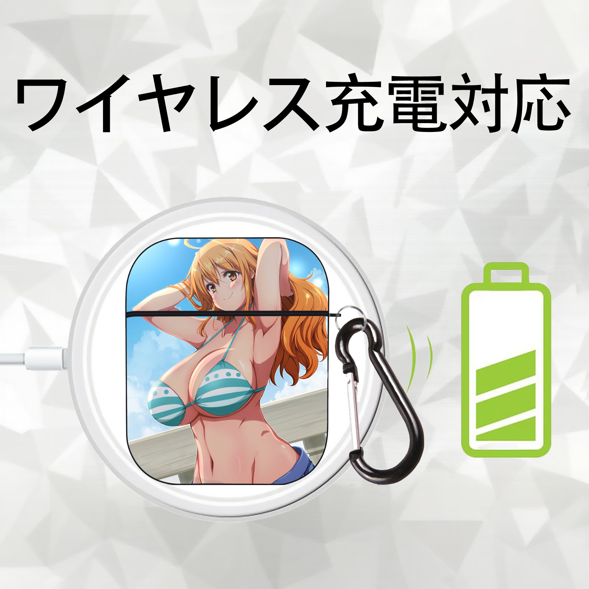 ワンピース ONE PIECE AirPods 第2世代保護ケース ハードシェル ブラック 耐衝撃・防指紋・カラビナ付き