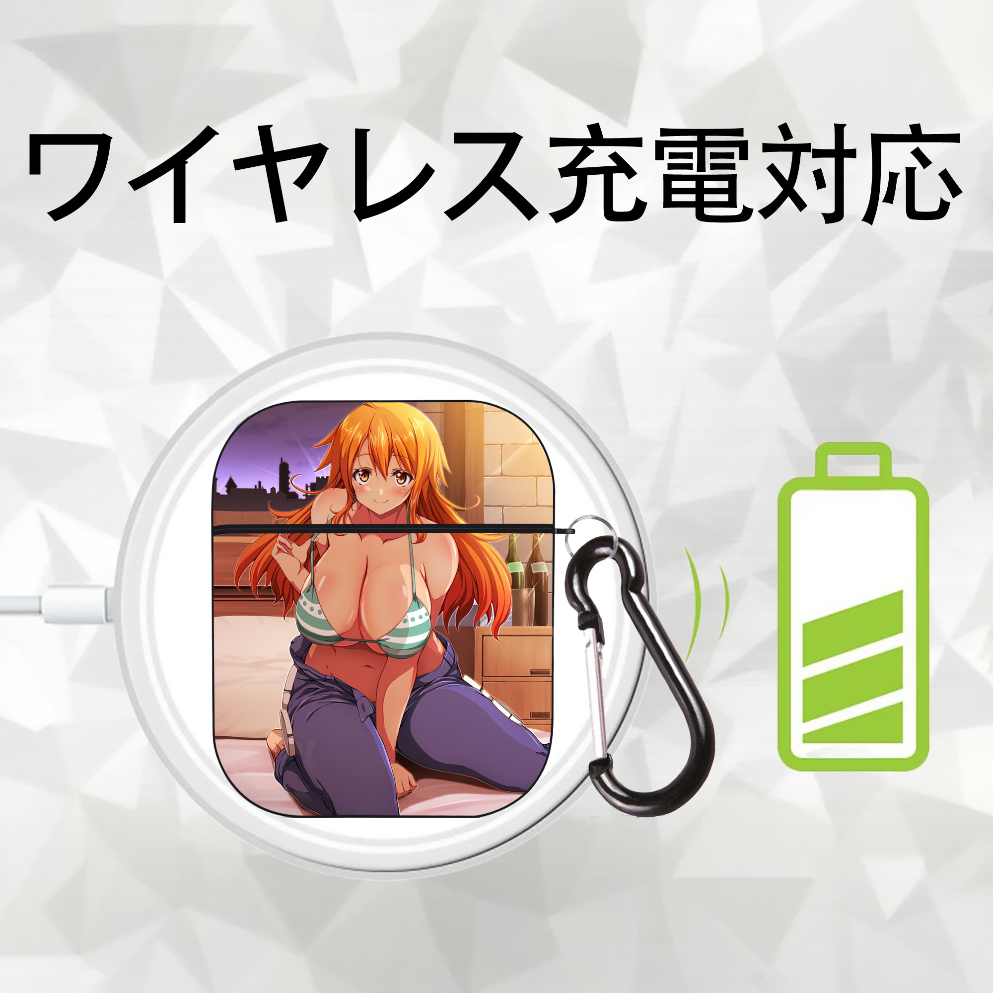 ワンピース ONE PIECE AirPods 第2世代保護ケース ハードシェル ブラック 耐衝撃・防指紋・カラビナ付き