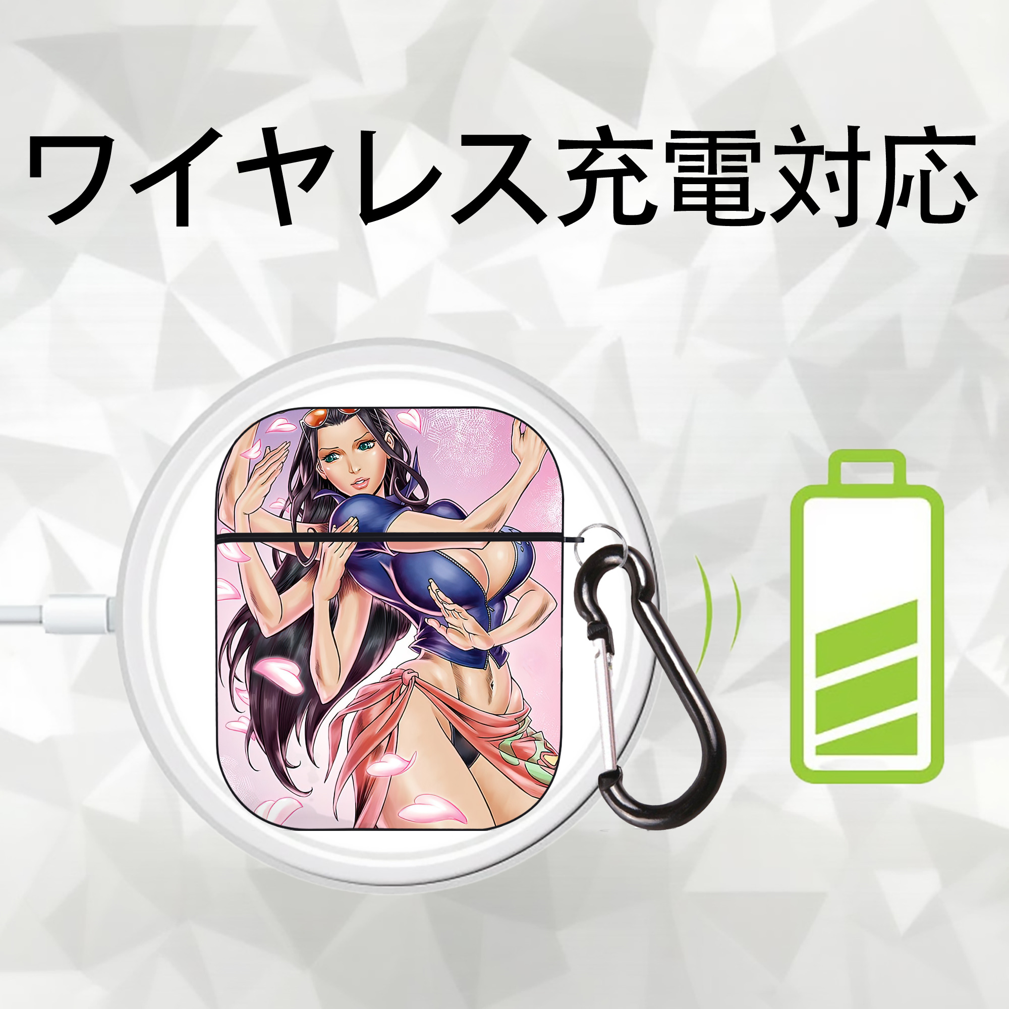 ワンピース ONE PIECE AirPods 第2世代保護ケース ハードシェル ブラック 耐衝撃・防指紋・カラビナ付き