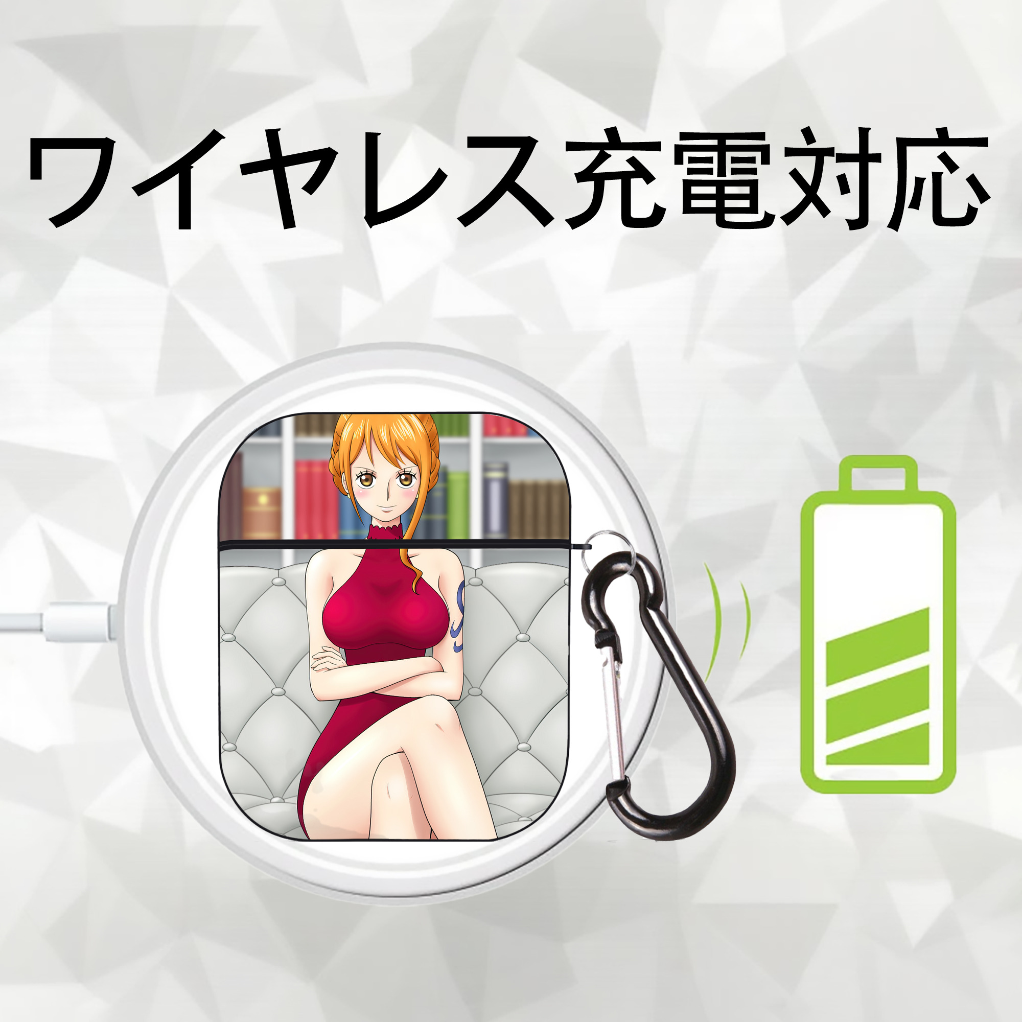 ワンピース ONE PIECE AirPods 第2世代保護ケース ハードシェル ブラック 耐衝撃・防指紋・カラビナ付き