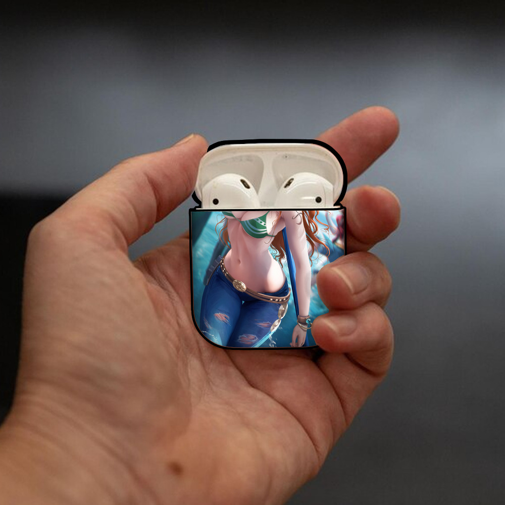 ワンピース ONE PIECE AirPods 第2世代保護ケース ハードシェル ブラック 耐衝撃・防指紋・カラビナ付き