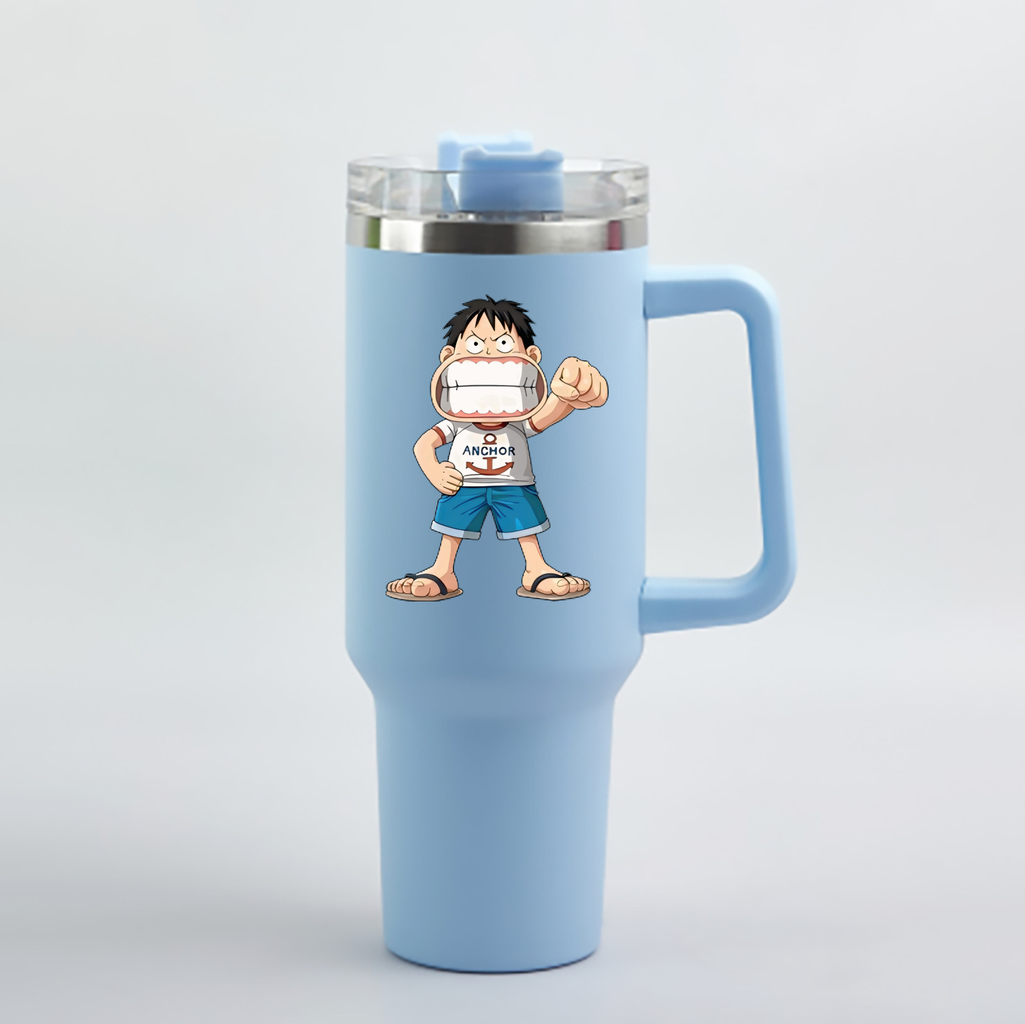 （画像用） ワンピース モンキー・D・ルフィ ONE PIECE Monkey D. Luffy 1200mL車用タンブラー - クリスタルステッカー（プラスチックストロー付き）