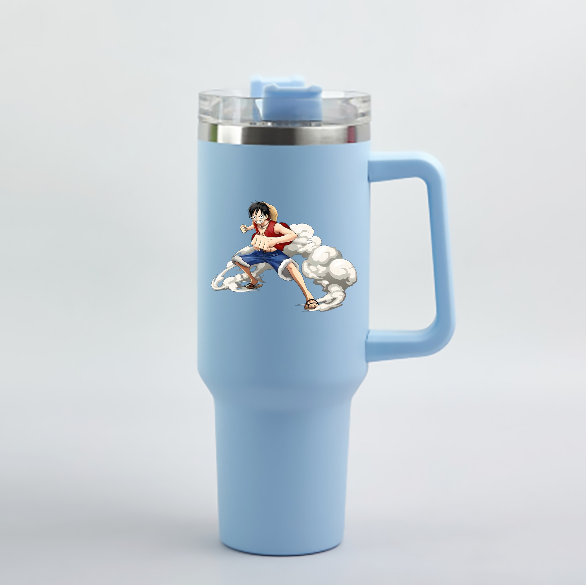 （画像用） ワンピース モンキー・D・ルフィ ONE PIECE Monkey D. Luffy 1200mL車用タンブラー - クリスタルステッカー（プラスチックストロー付き）