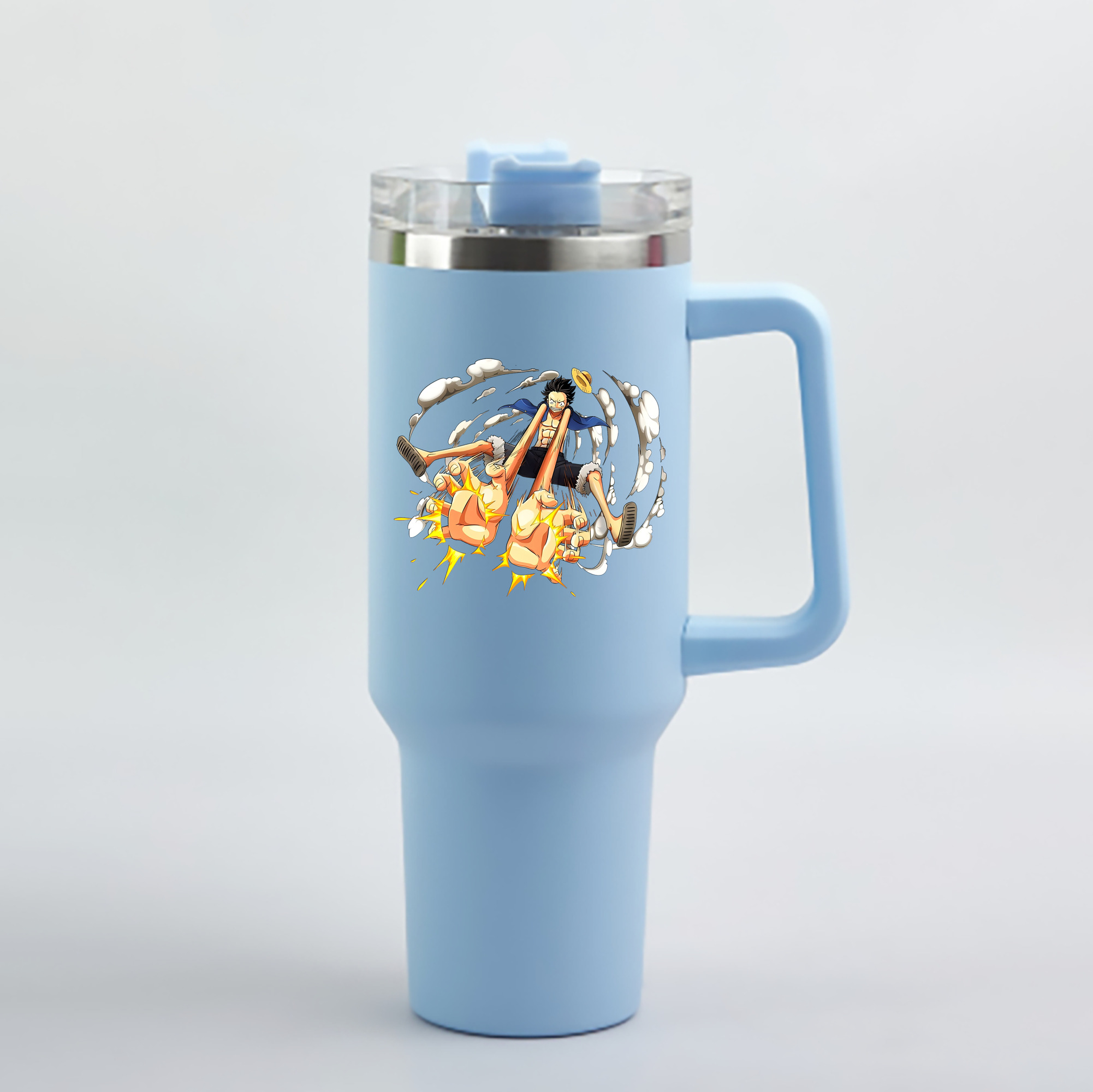 （画像用） ワンピース モンキー・D・ルフィ ONE PIECE Monkey D. Luffy 1200mL車用タンブラー - クリスタルステッカー（プラスチックストロー付き）