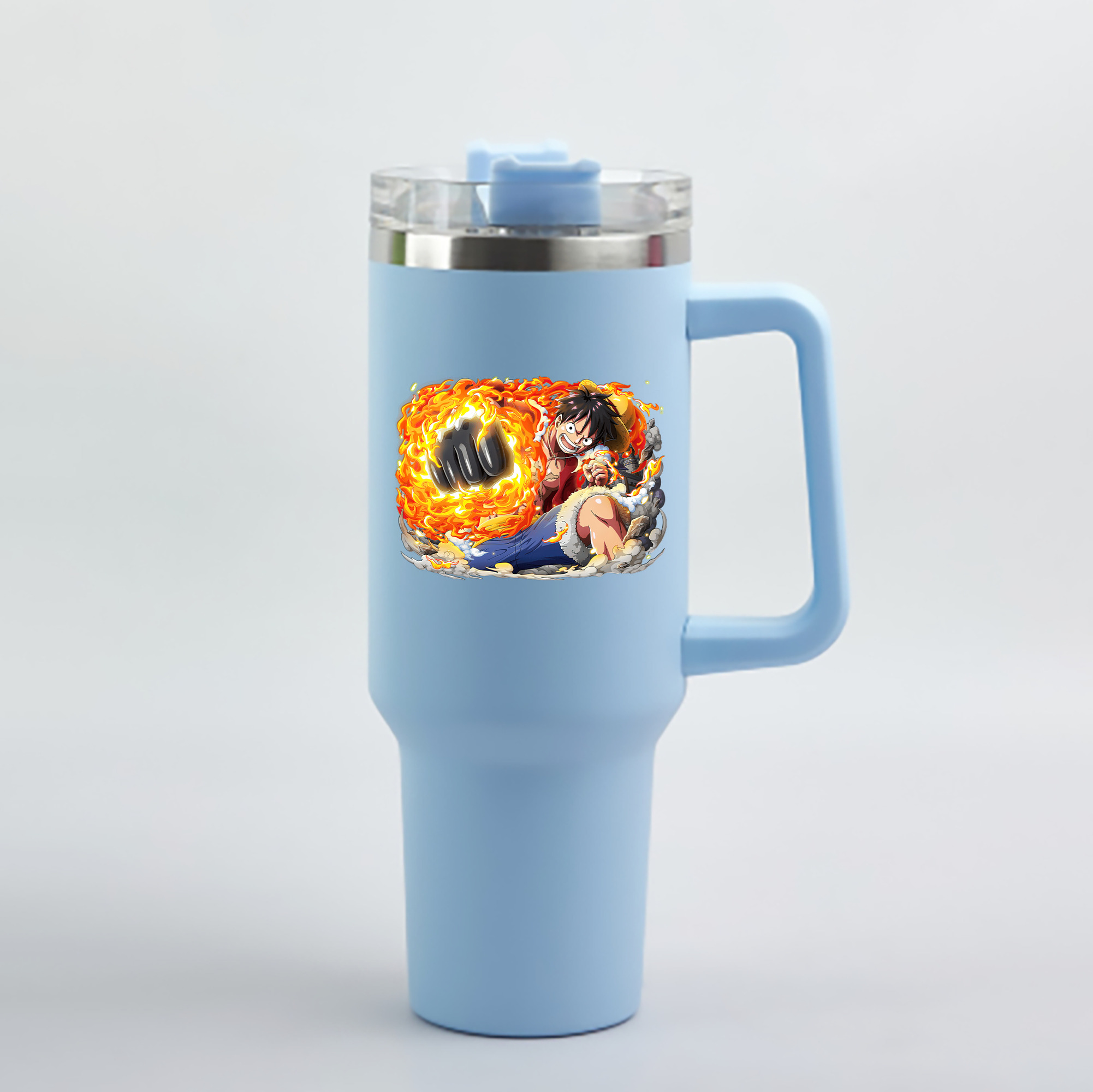 ワンピース モンキー・D・ルフィ ONE PIECE Monkey D. Luffy 1200mL車用タンブラー - クリスタルステッカー（プラスチックストロー付き）