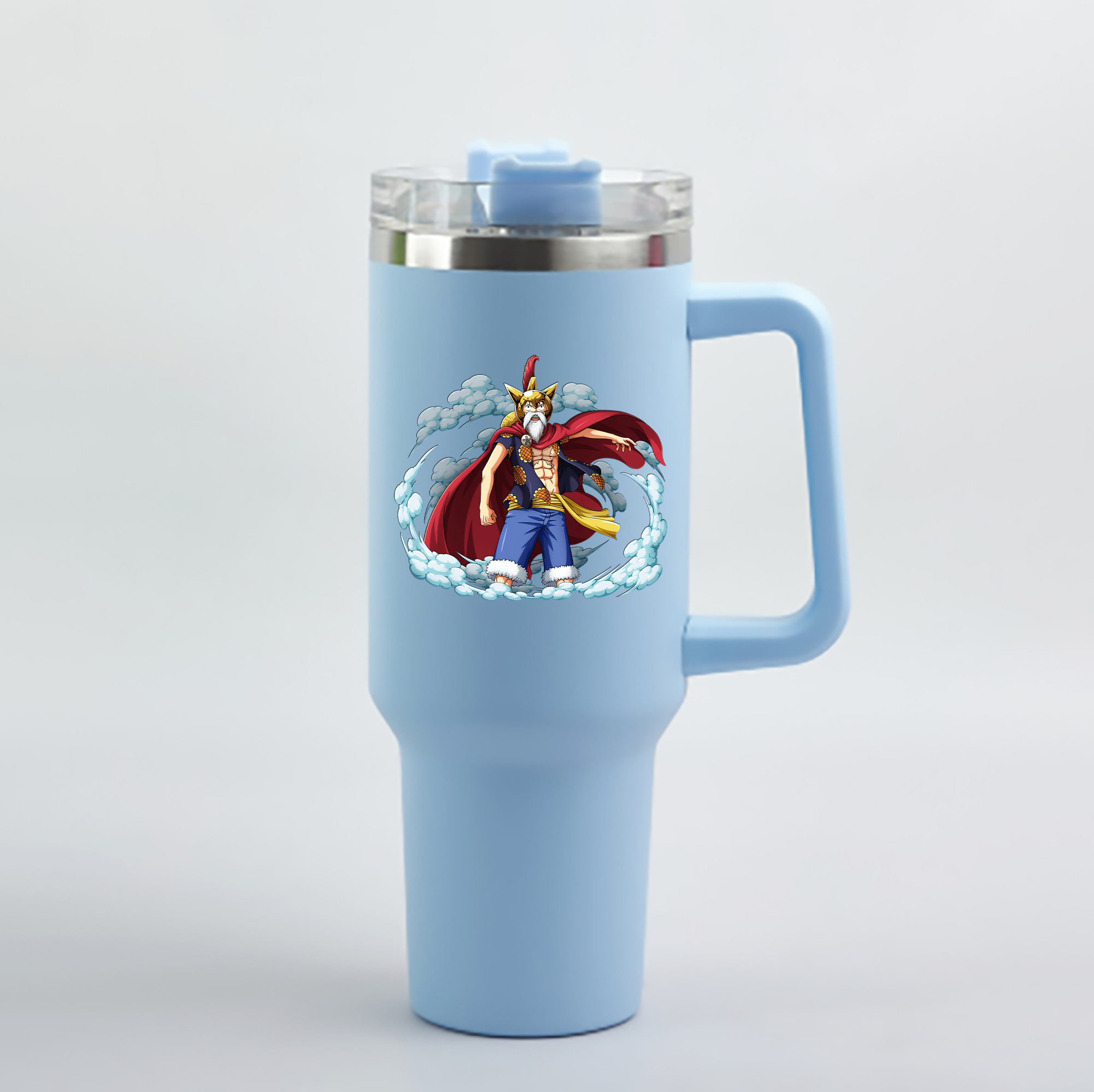 ワンピース モンキー・D・ルフィ ONE PIECE Monkey D. Luffy 1200mL車用タンブラー - クリスタルステッカー（プラスチックストロー付き）