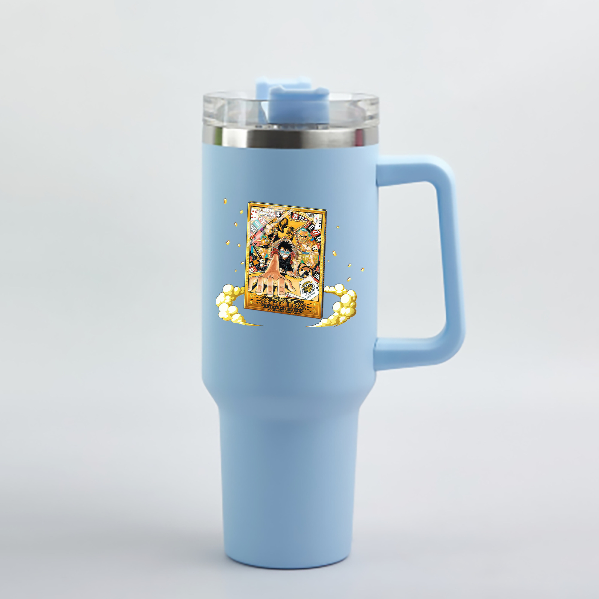 ワンピース モンキー・D・ルフィ ONE PIECE Monkey D. Luffy 1200mL車用タンブラー - クリスタルステッカー（プラスチックストロー付き）