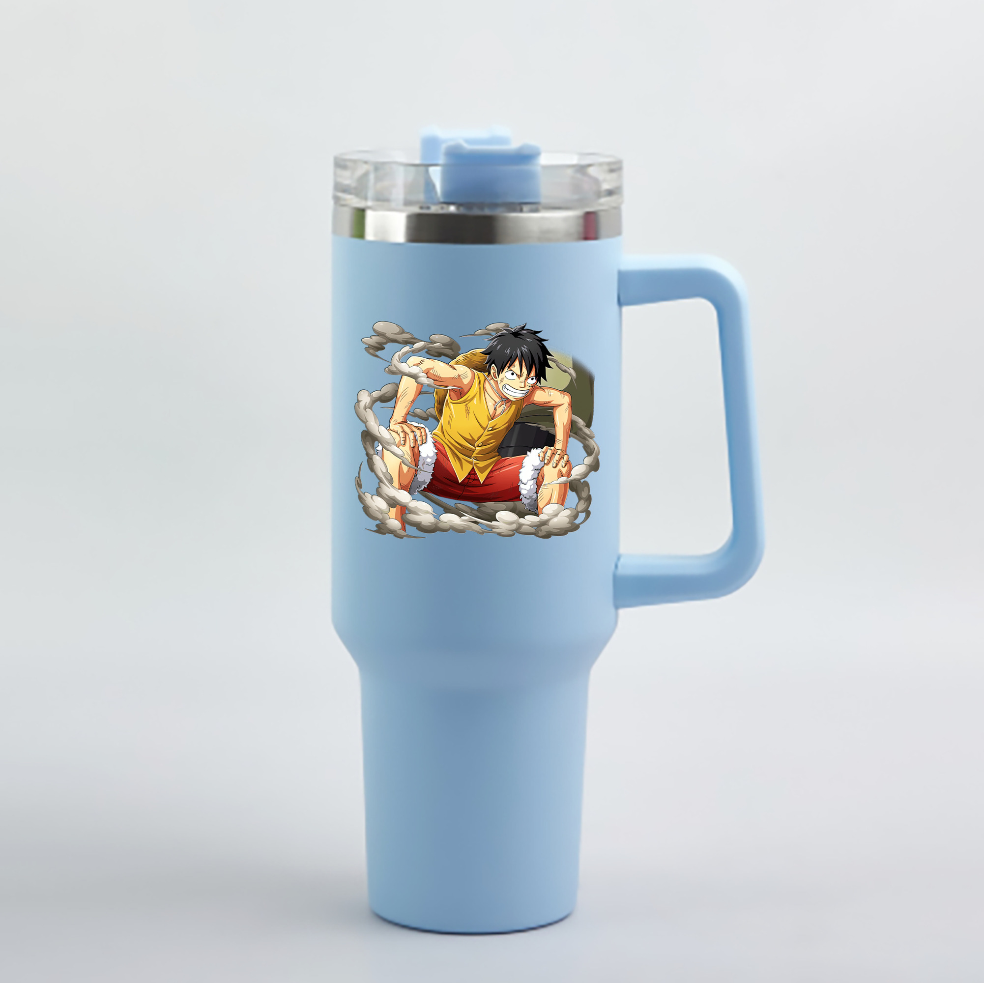 ワンピース モンキー・D・ルフィ ONE PIECE Monkey D. Luffy 1200mL車用タンブラー - クリスタルステッカー（プラスチックストロー付き）