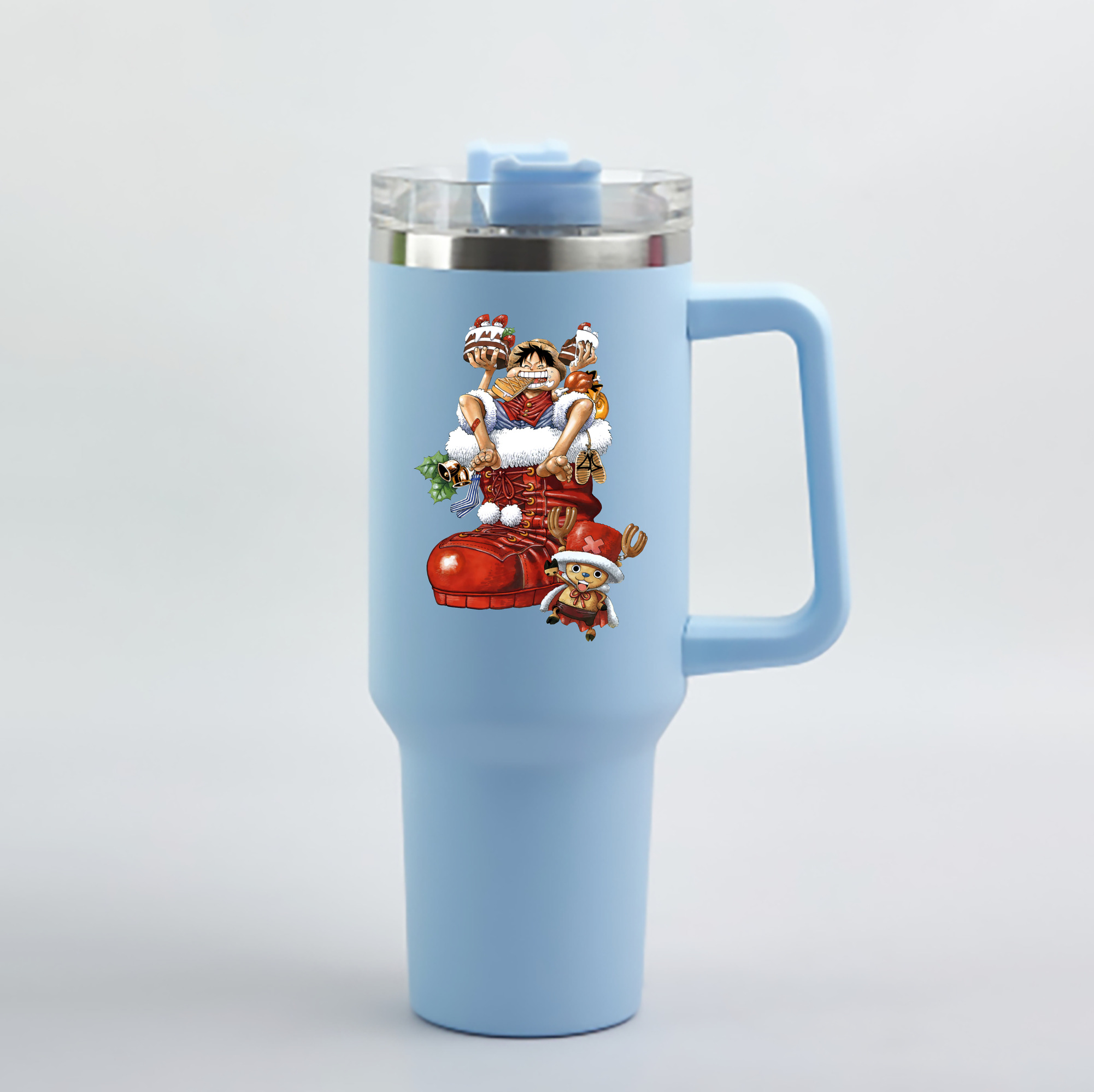 ワンピース モンキー・D・ルフィ ONE PIECE Monkey D. Luffy 1200mL車用タンブラー - クリスタルステッカー（プラスチックストロー付き）