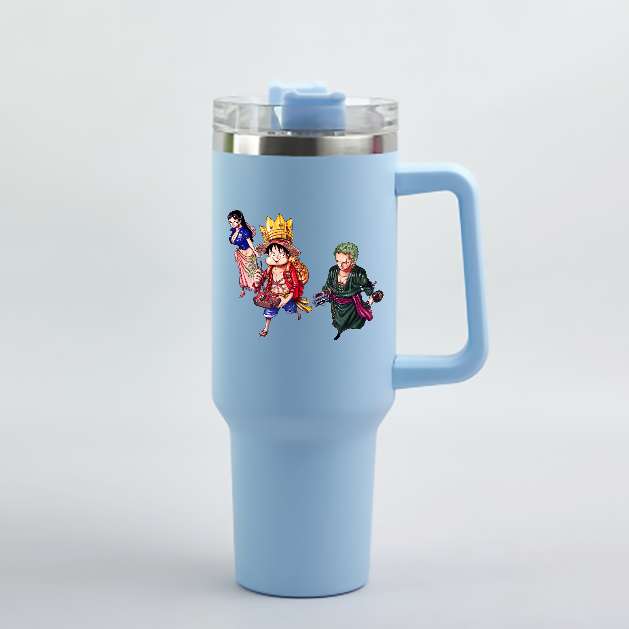 ワンピース モンキー・D・ルフィ ONE PIECE Monkey D. Luffy 1200mL車用タンブラー - クリスタルステッカー（プラスチックストロー付き）