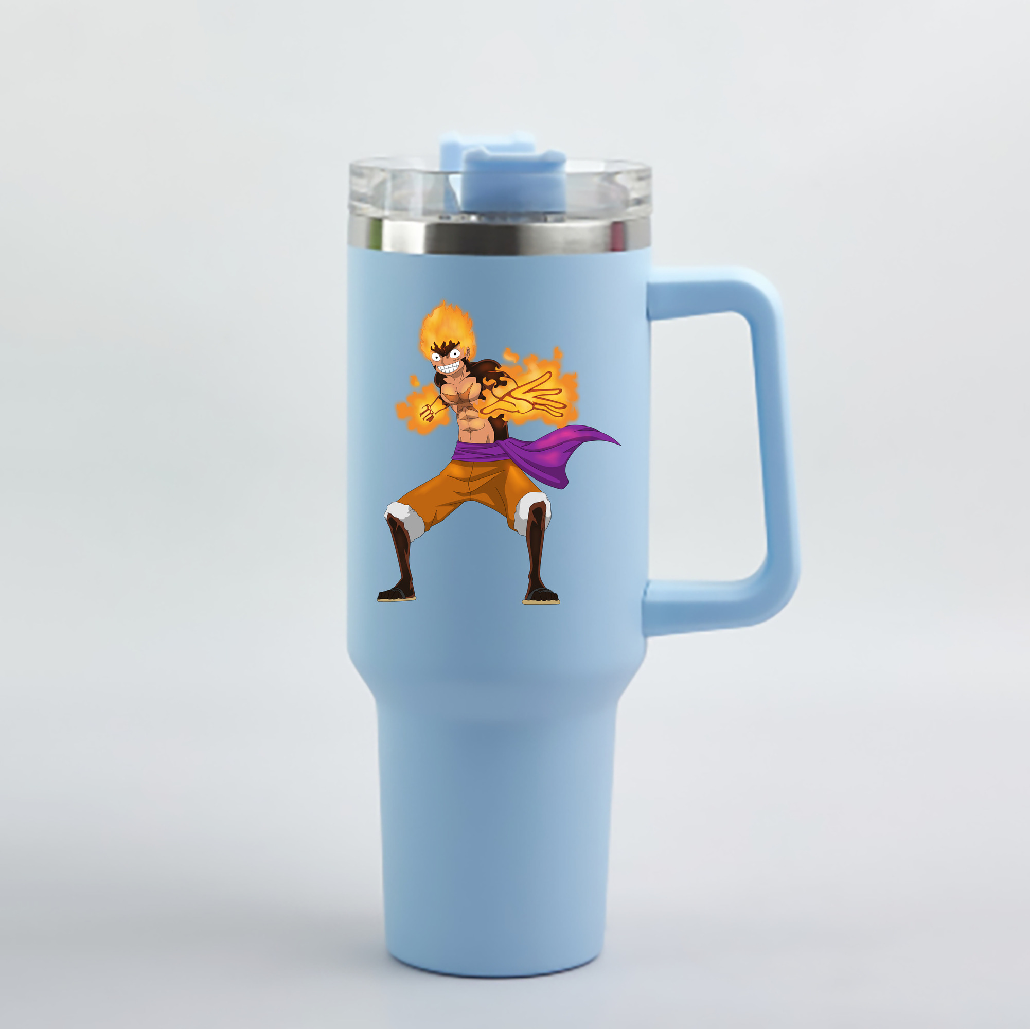 ワンピース モンキー・D・ルフィ ONE PIECE Monkey D. Luffy 1200mL車用タンブラー - クリスタルステッカー（プラスチックストロー付き）