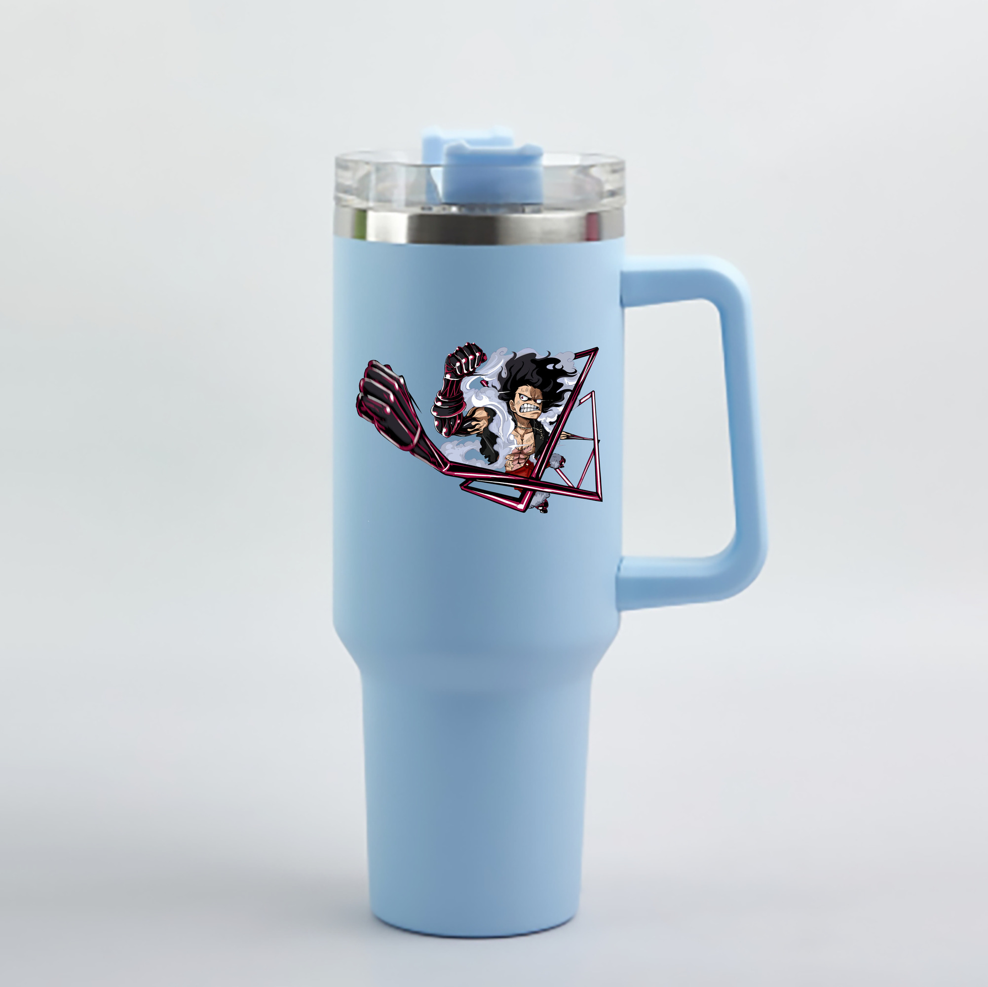 ワンピース モンキー・D・ルフィ ONE PIECE Monkey D. Luffy 1200mL車用タンブラー - クリスタルステッカー（プラスチックストロー付き）