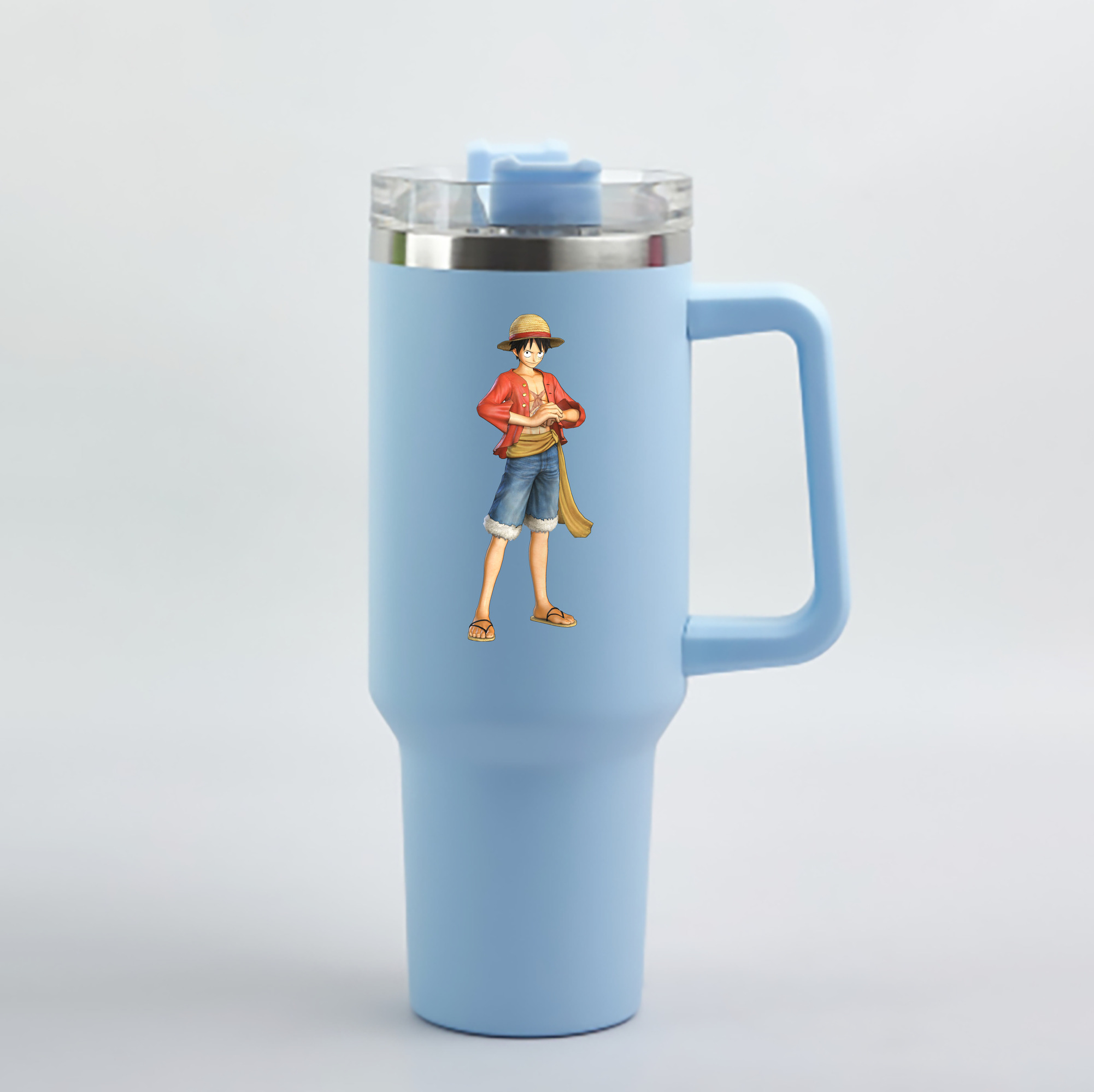 ワンピース モンキー・D・ルフィ ONE PIECE Monkey D. Luffy 1200mL車用タンブラー - クリスタルステッカー（プラスチックストロー付き）