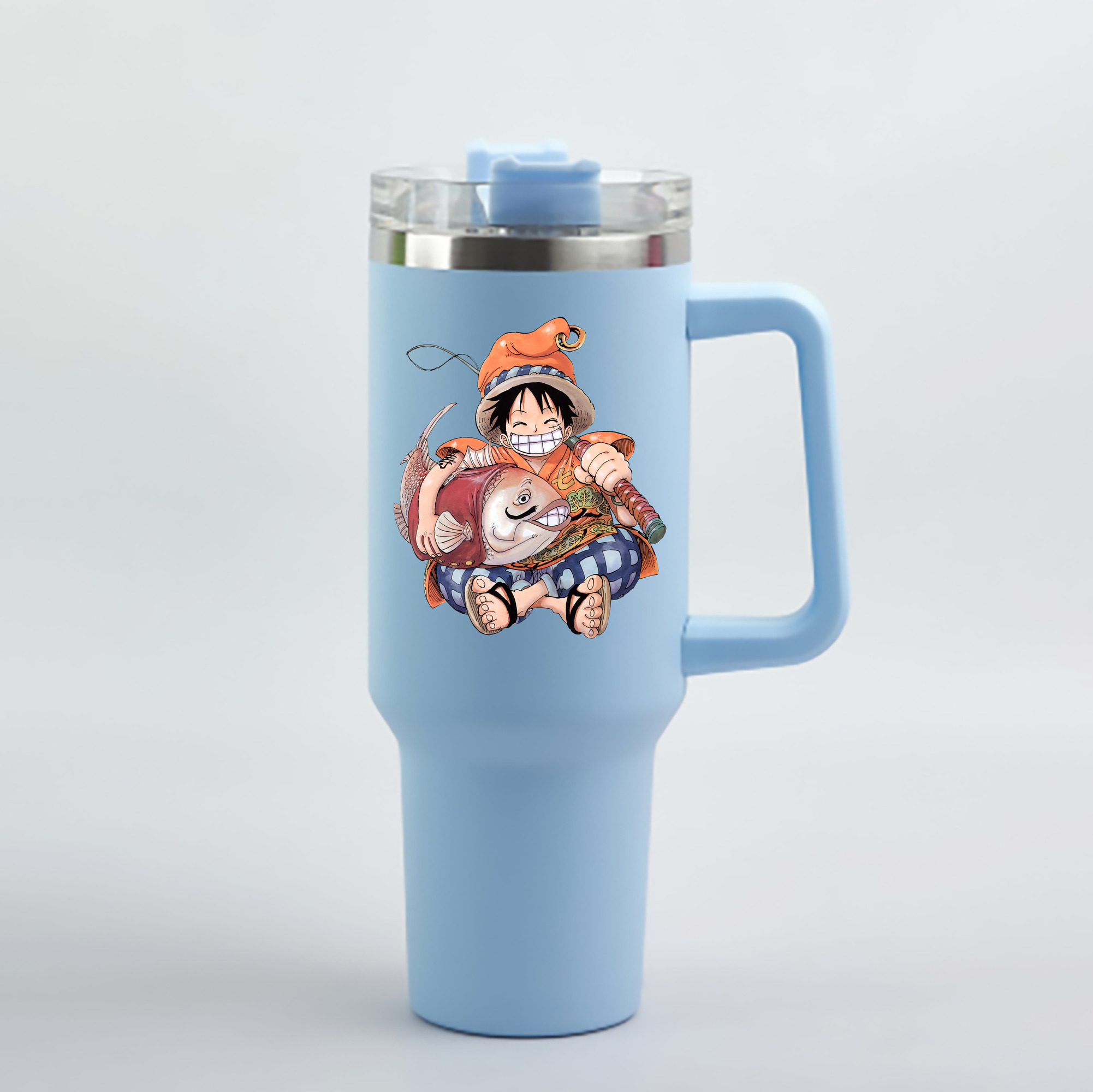 ワンピース モンキー・D・ルフィ ONE PIECE Monkey D. Luffy 1200mL車用タンブラー - クリスタルステッカー（プラスチックストロー付き）