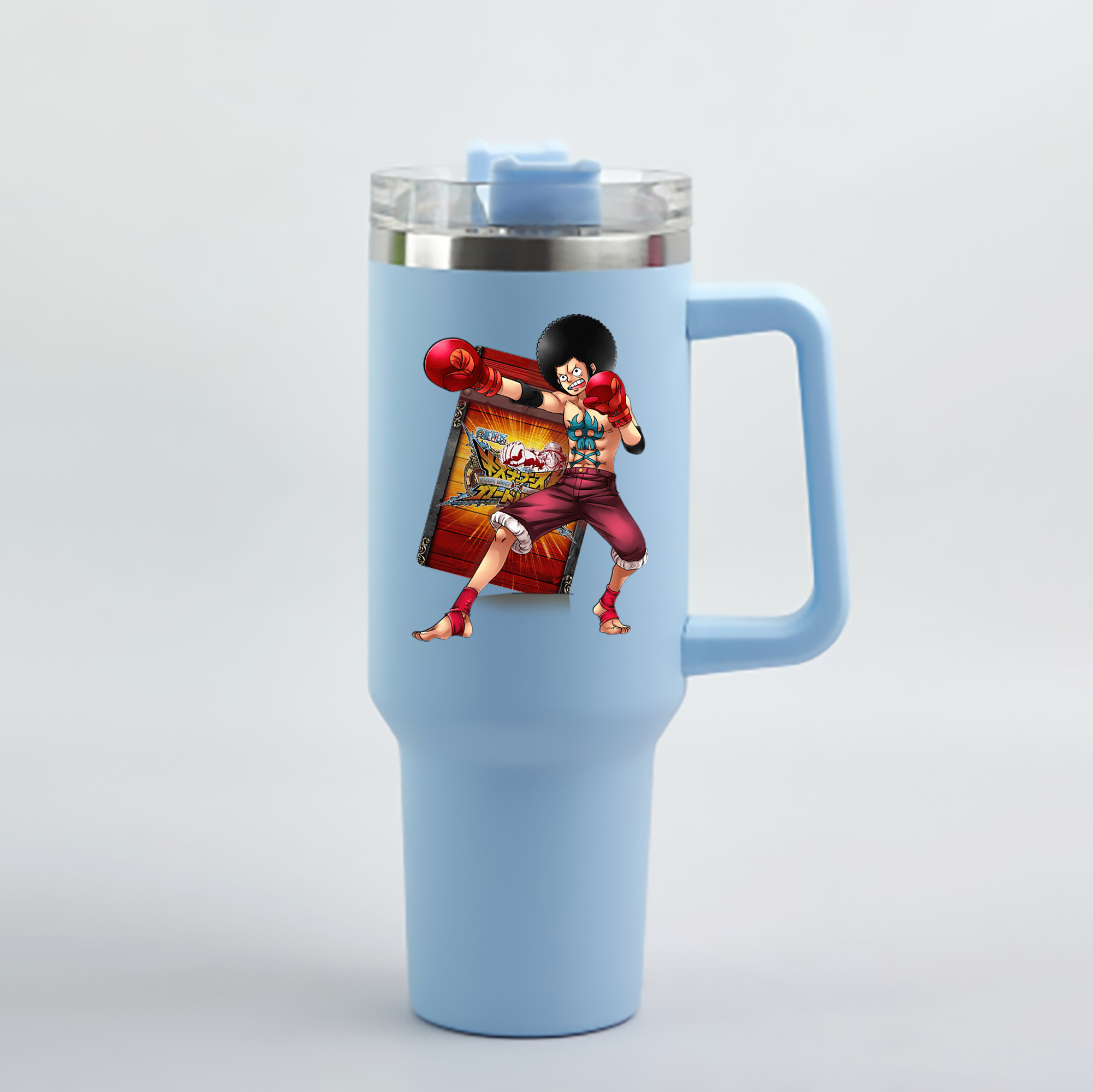 ワンピース モンキー・D・ルフィ ONE PIECE Monkey D. Luffy 1200mL車用タンブラー - クリスタルステッカー（プラスチックストロー付き）