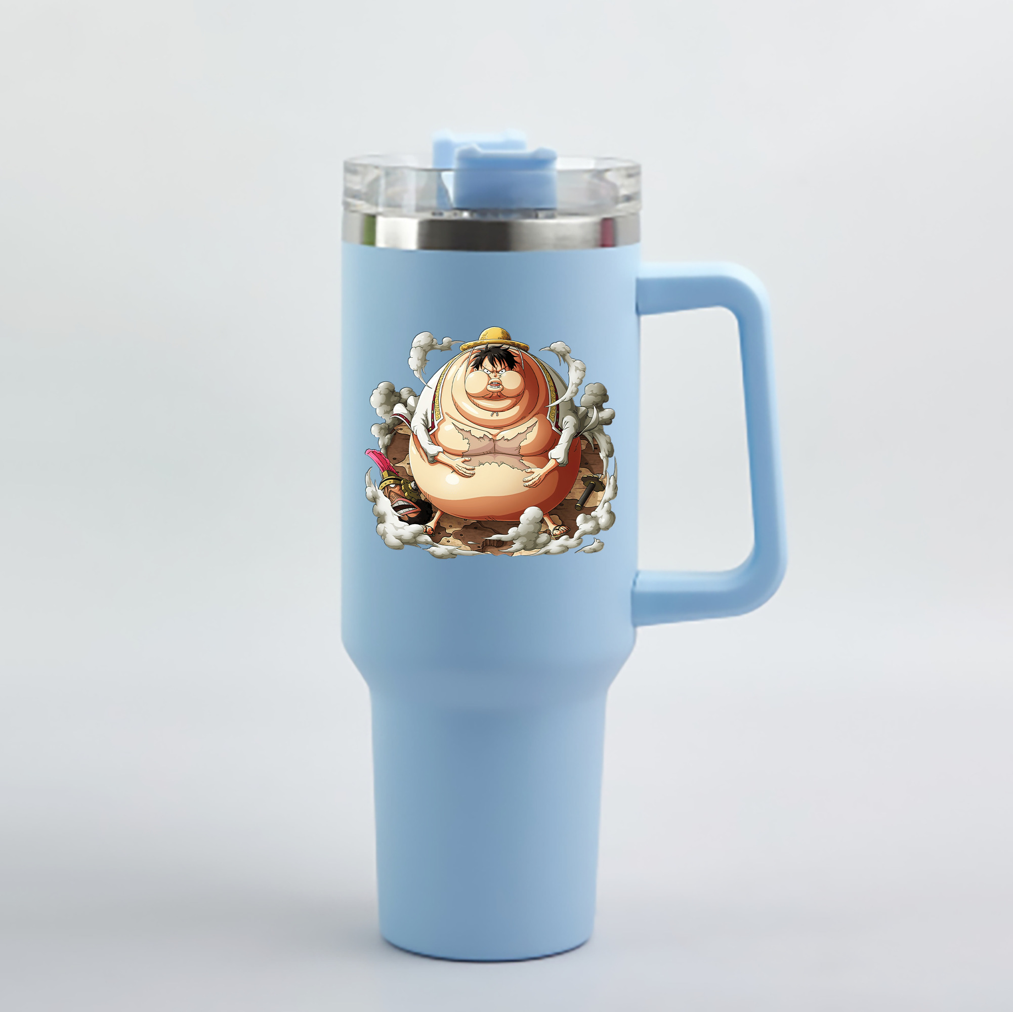 ワンピース モンキー・D・ルフィ ONE PIECE Monkey D. Luffy 1200mL車用タンブラー - クリスタルステッカー（プラスチックストロー付き）