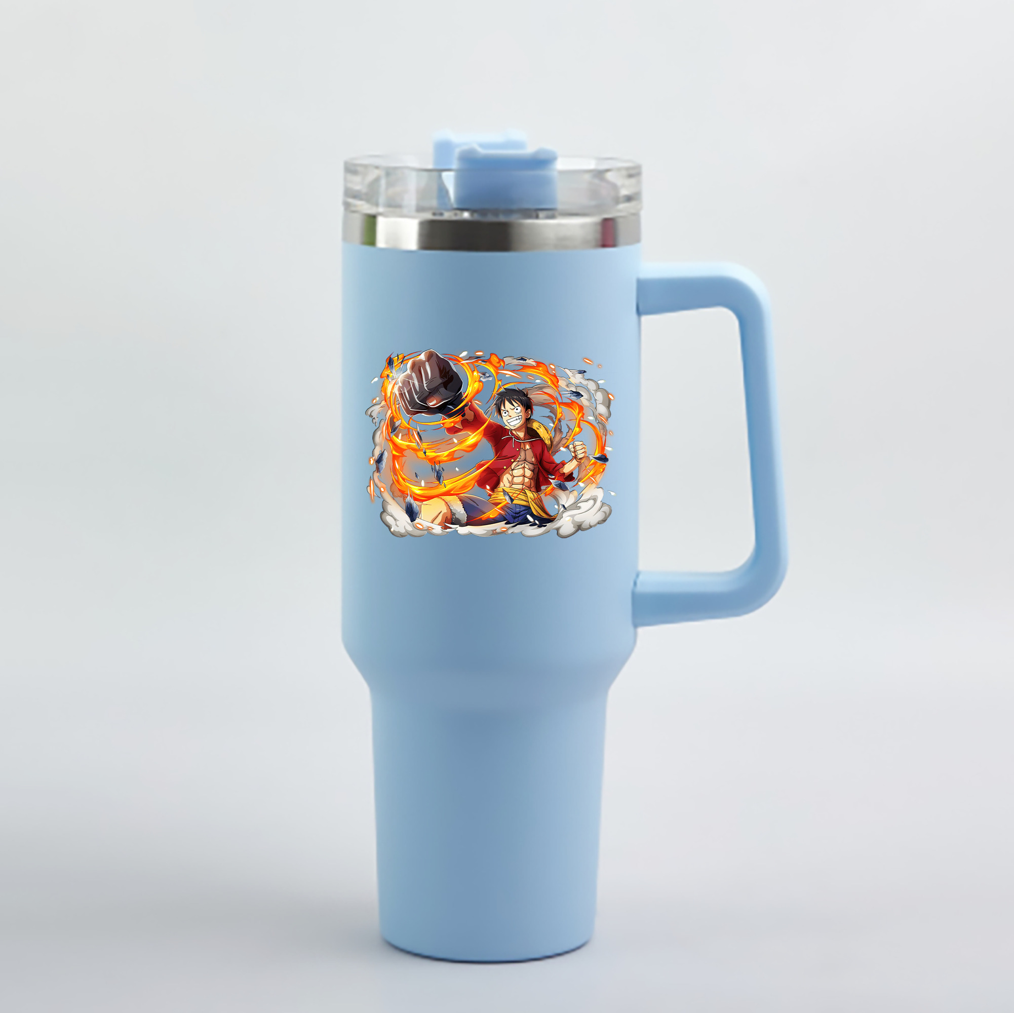 ワンピース モンキー・D・ルフィ ONE PIECE Monkey D. Luffy 1200mL車用タンブラー - クリスタルステッカー（プラスチックストロー付き）