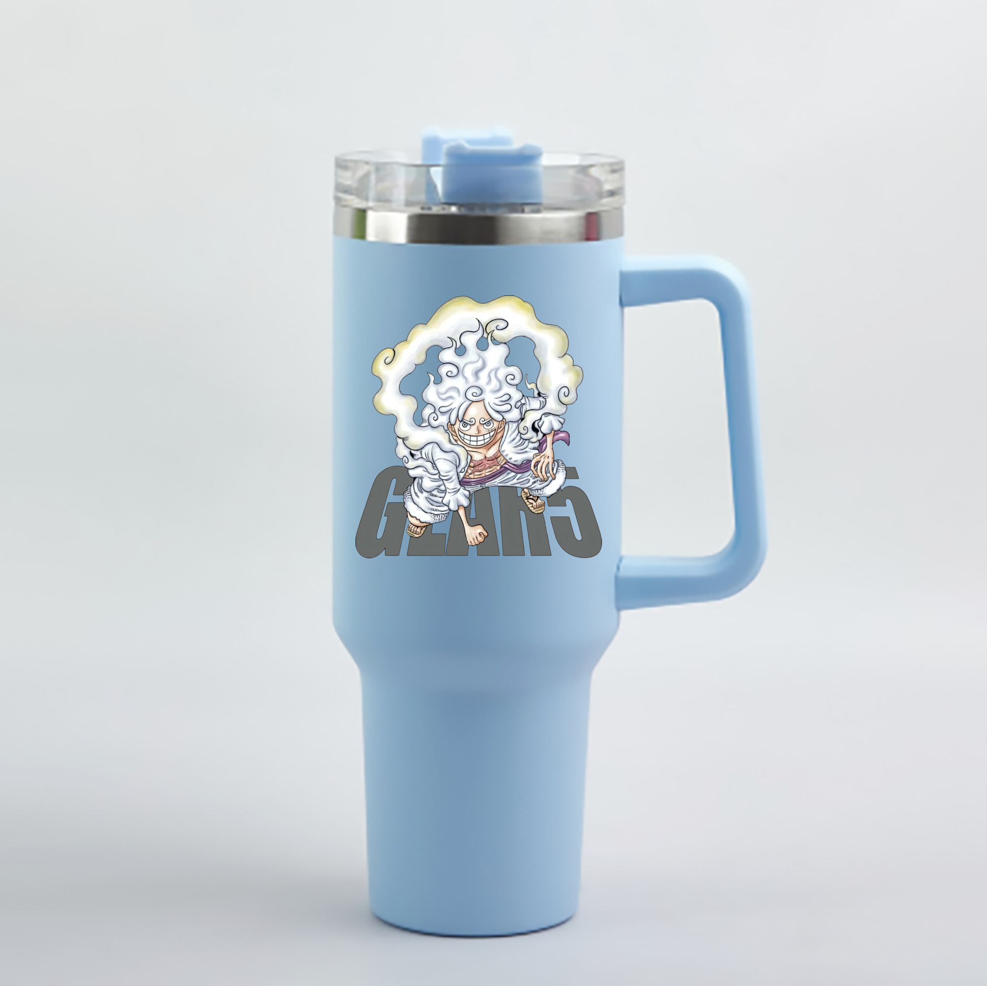 ワンピース モンキー・D・ルフィ ONE PIECE Monkey D. Luffy 1200mL車用タンブラー - クリスタルステッカー（プラスチックストロー付き）