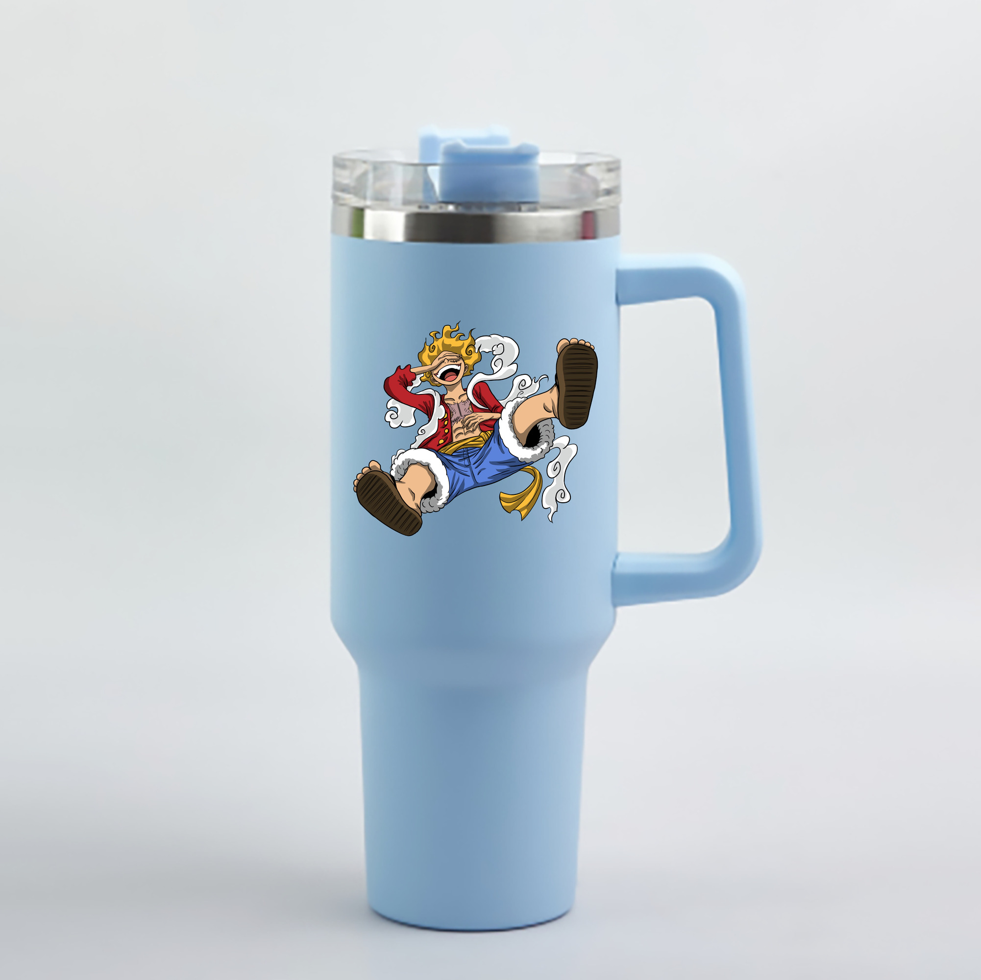 ワンピース モンキー・D・ルフィ ONE PIECE Monkey D. Luffy 1200mL車用タンブラー - クリスタルステッカー（プラスチックストロー付き）