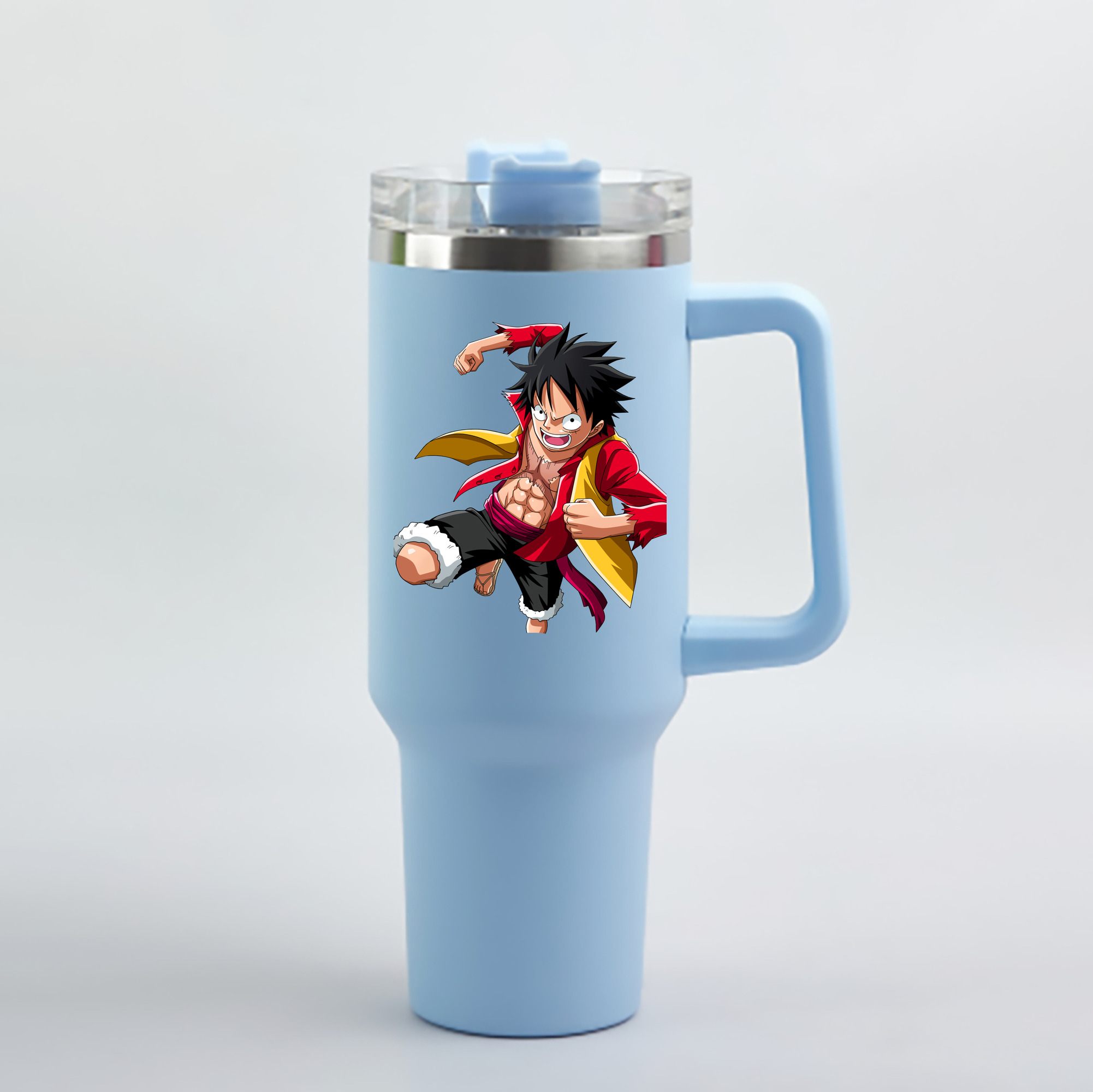 ワンピース モンキー・D・ルフィ ONE PIECE Monkey D. Luffy 1200mL車用タンブラー - クリスタルステッカー（プラスチックストロー付き）
