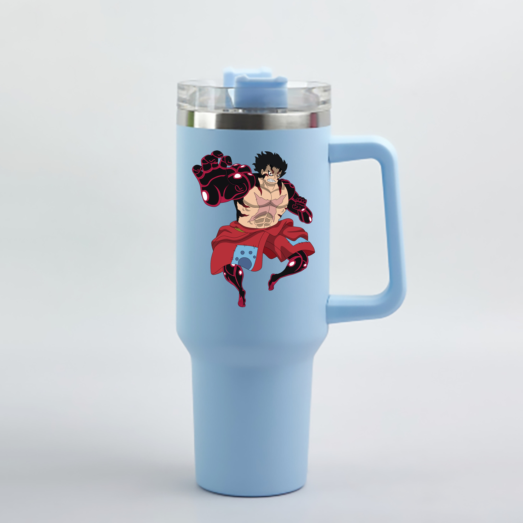 ワンピース モンキー・D・ルフィ ONE PIECE Monkey D. Luffy 1200mL車用タンブラー - クリスタルステッカー（プラスチックストロー付き）