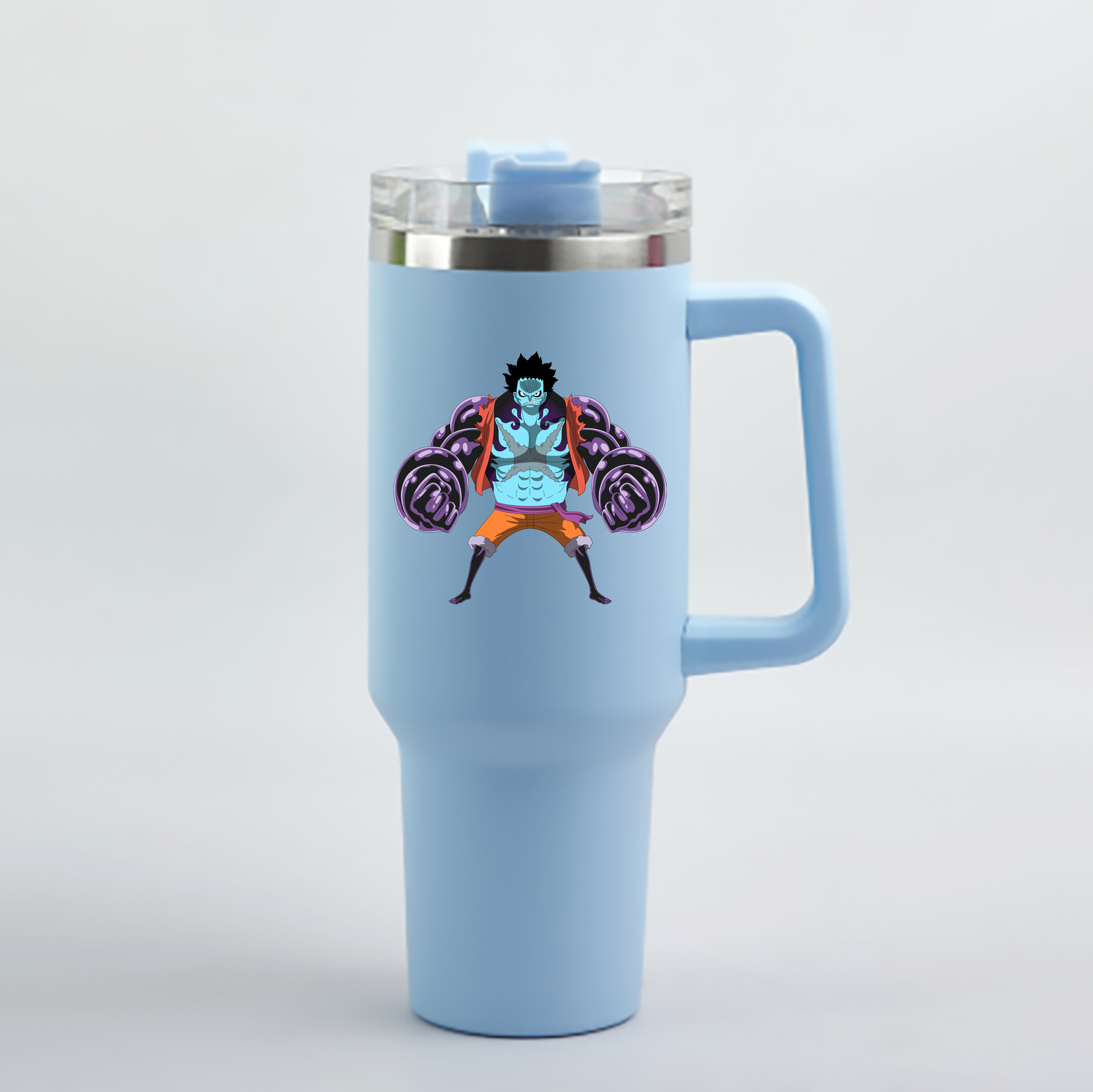ワンピース モンキー・D・ルフィ ONE PIECE Monkey D. Luffy 1200mL車用タンブラー - クリスタルステッカー（プラスチックストロー付き）