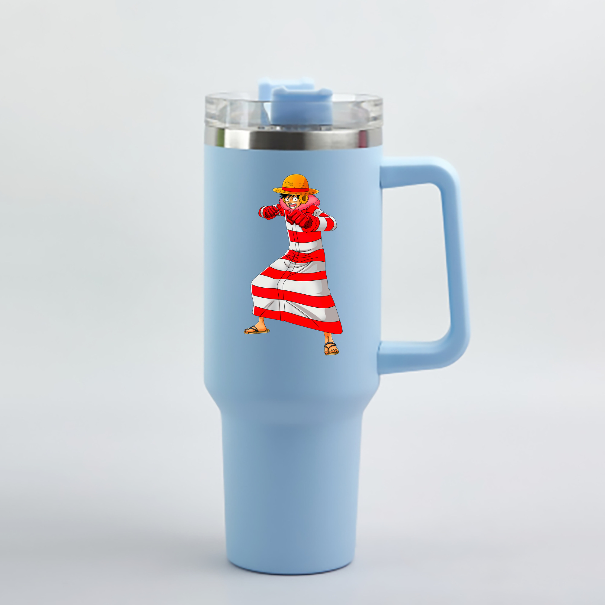 ワンピース モンキー・D・ルフィ ONE PIECE Monkey D. Luffy 1200mL車用タンブラー - クリスタルステッカー（プラスチックストロー付き）