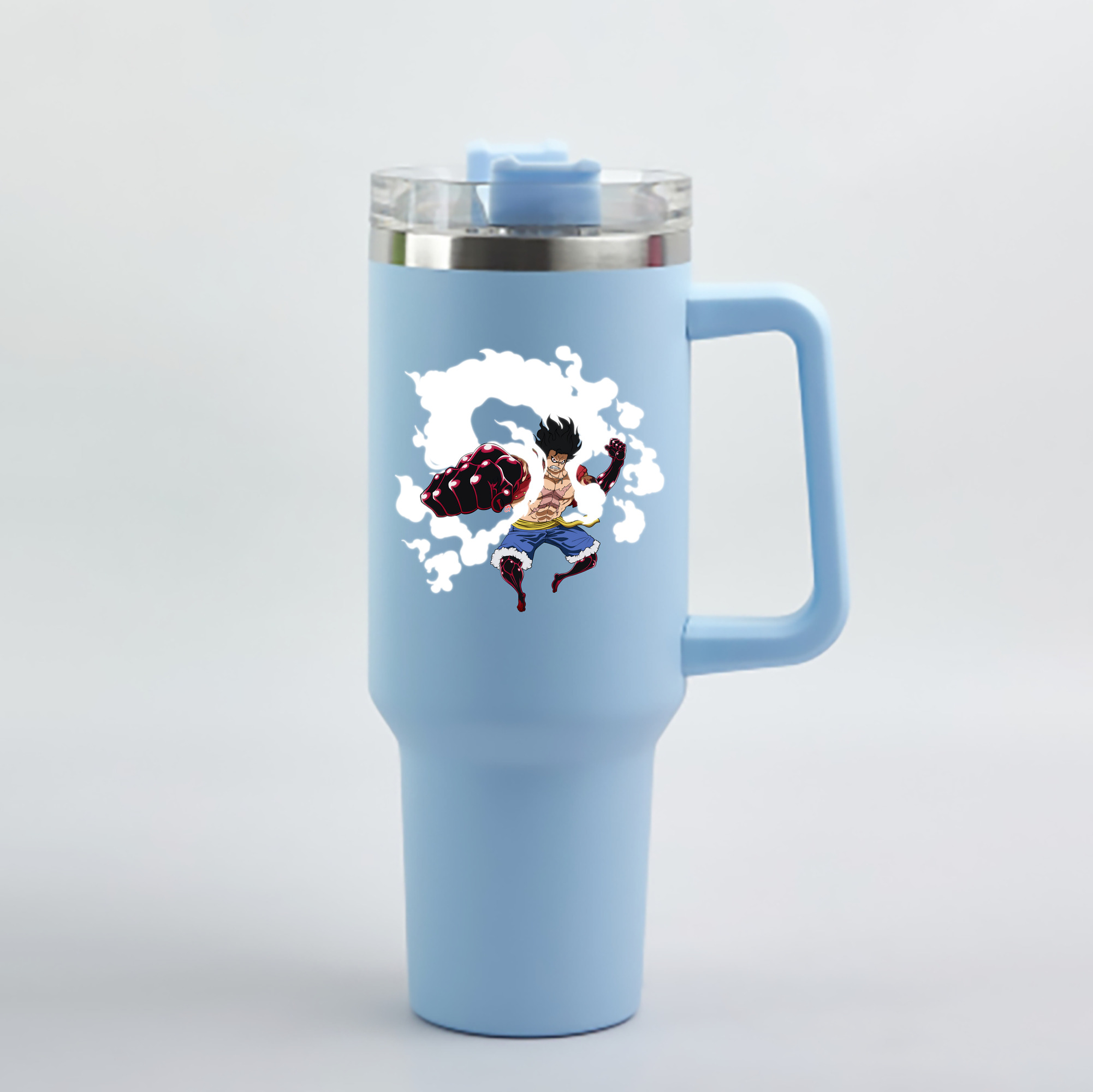 ワンピース モンキー・D・ルフィ ONE PIECE Monkey D. Luffy 1200mL車用タンブラー - クリスタルステッカー（プラスチックストロー付き）