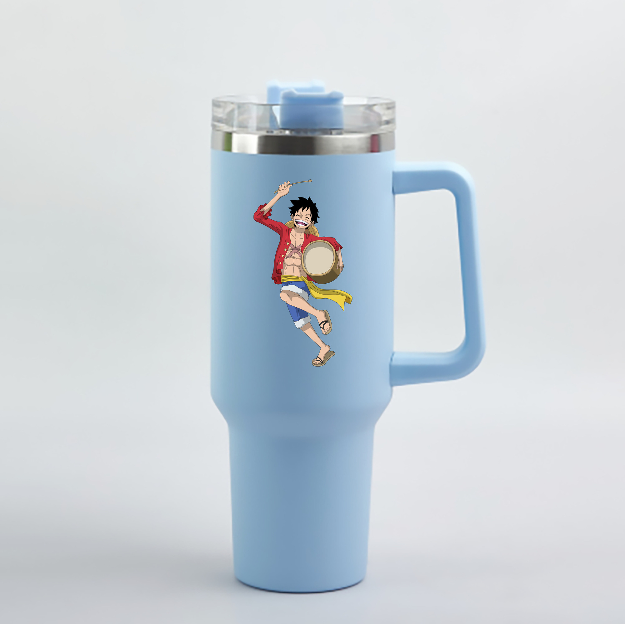 ワンピース モンキー・D・ルフィ ONE PIECE Monkey D. Luffy 1200mL車用タンブラー - クリスタルステッカー（プラスチックストロー付き）