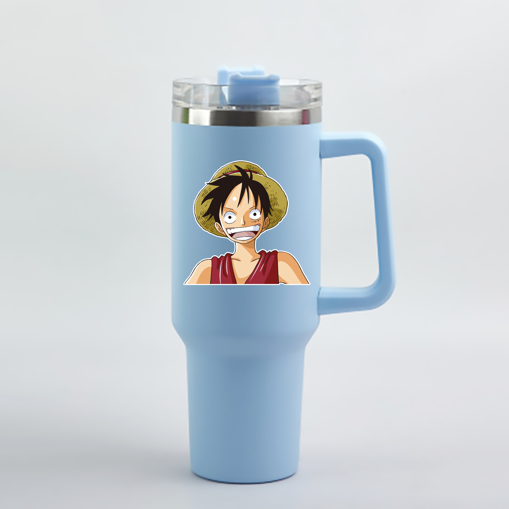 ワンピース モンキー・D・ルフィ ONE PIECE Monkey D. Luffy 1200mL車用タンブラー - クリスタルステッカー（プラスチックストロー付き）
