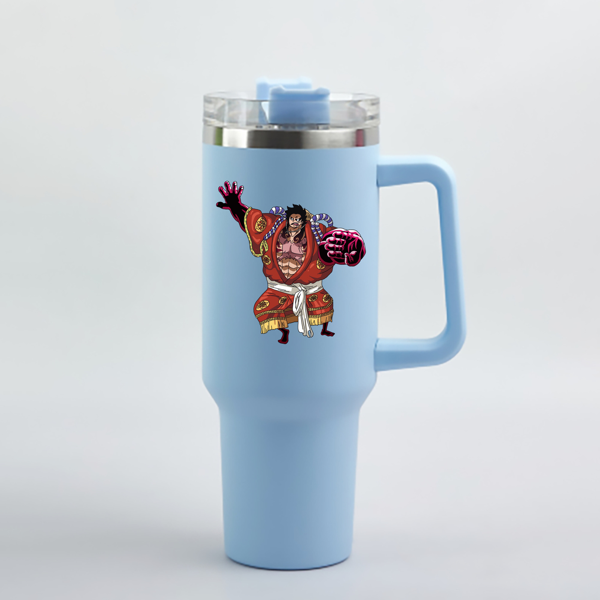 ワンピース モンキー・D・ルフィ ONE PIECE Monkey D. Luffy 1200mL車用タンブラー - クリスタルステッカー（プラスチックストロー付き）