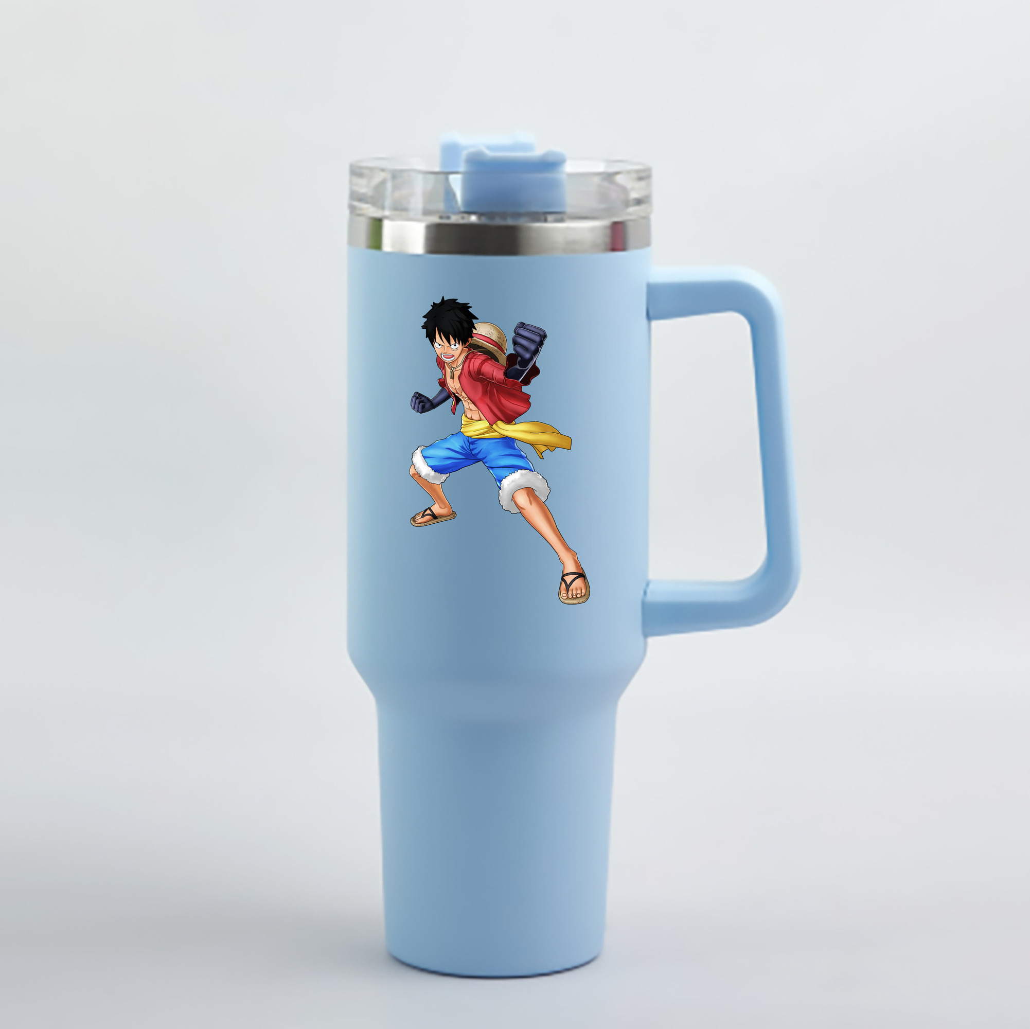 ワンピース モンキー・D・ルフィ ONE PIECE Monkey D. Luffy 1200mL車用タンブラー - クリスタルステッカー（プラスチックストロー付き）