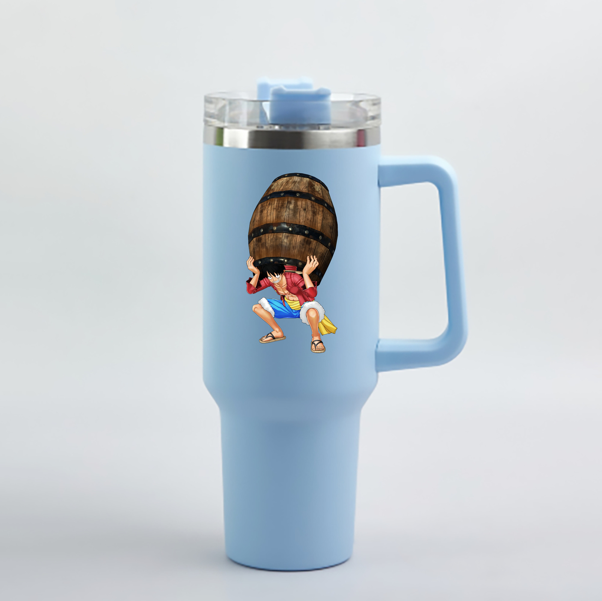 ワンピース モンキー・D・ルフィ ONE PIECE Monkey D. Luffy 1200mL車用タンブラー - クリスタルステッカー（プラスチックストロー付き）