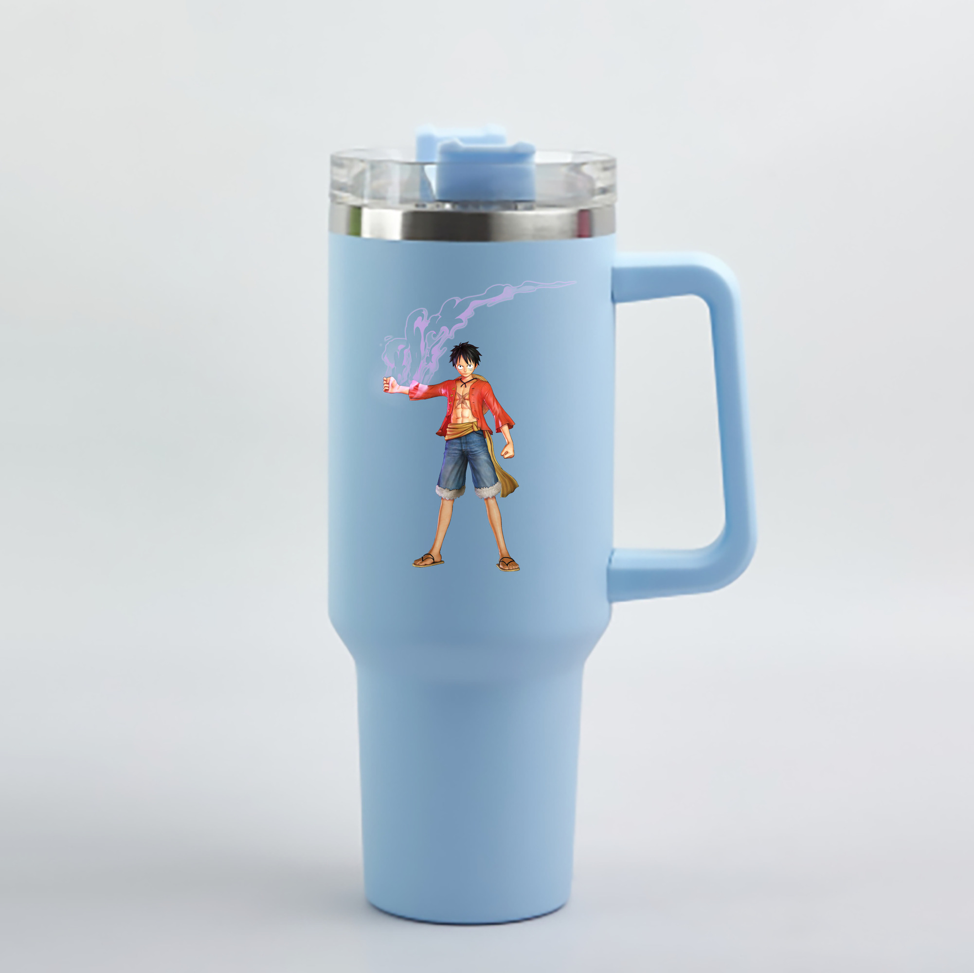 ワンピース モンキー・D・ルフィ ONE PIECE Monkey D. Luffy 1200mL車用タンブラー - クリスタルステッカー（プラスチックストロー付き）